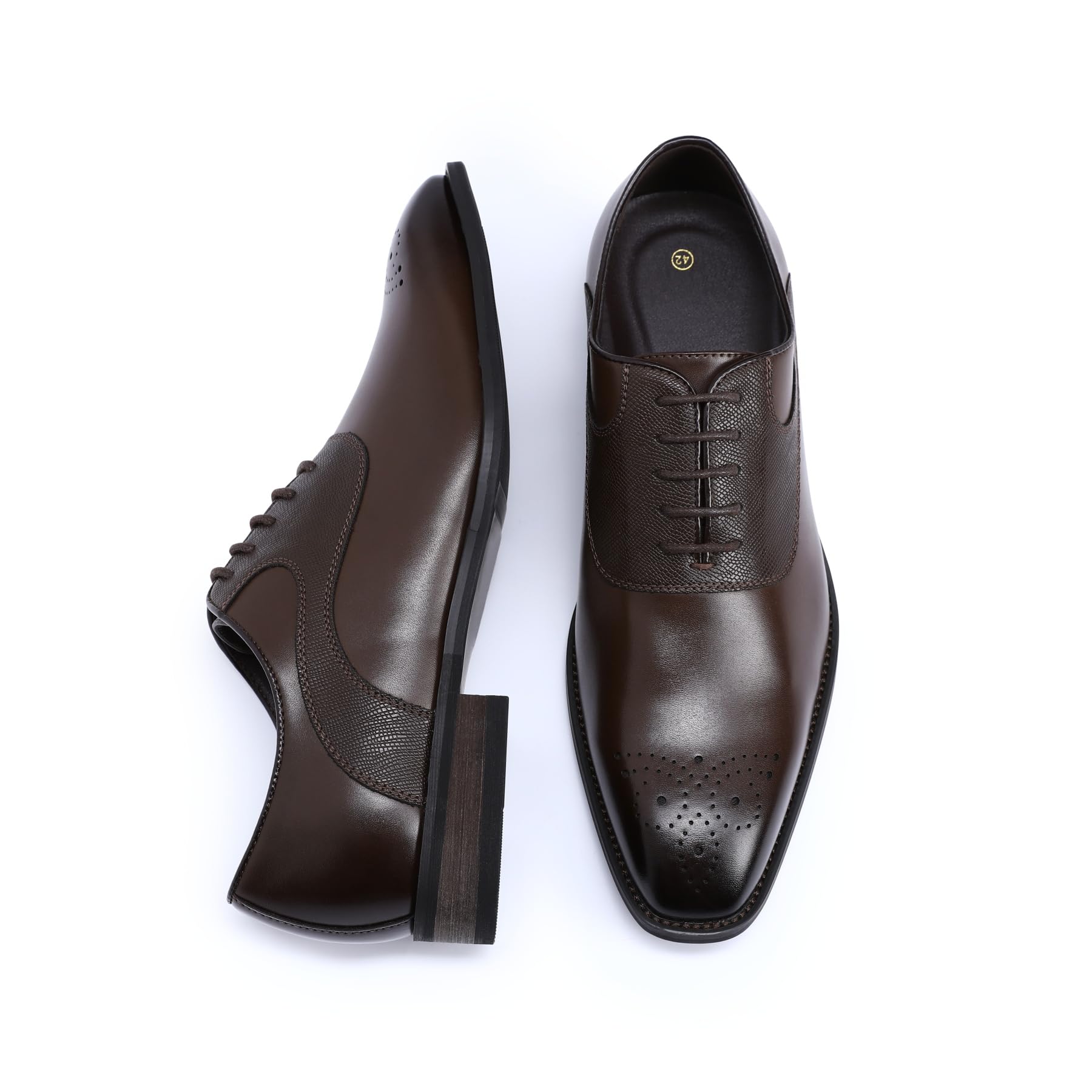 YFFUSHI Scarpe Classiche Uomo Oxford Eleganti Scarpe Punta Brogue Stringate Derby Formale Business Shoes