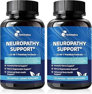 Nerve & Peripheral Neuropathy Support Supplement with 1200mg R-Alpha Lipoic Acid L-Carnitine Vitamin B12 B1 B6 D3 E Folate Lions Mane NAC Magnesium Turmeric - Liver Detox, Antioxidant & Mental Support
