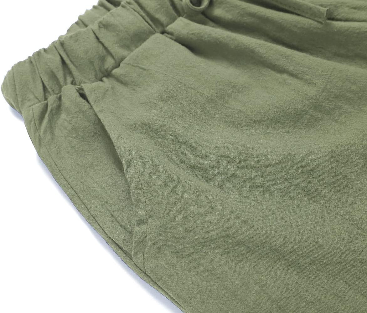 CHARTOU Women's Summer Drawstring Waist Wide Leg Loose Cotton Linen Palazzo Pants - Image 6