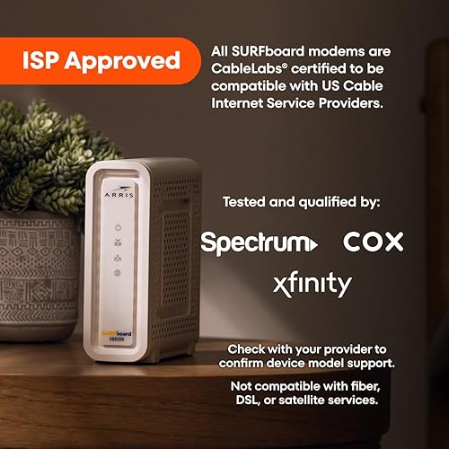 Vista 4 de ARRIS SURFBoard SB8200 DOCSIS 3.1 Módem por cable Multi-Gig 2 puertos Ethernet de 1 Gbps Funciona con Xfinity, Cox, Spectrum Para planes