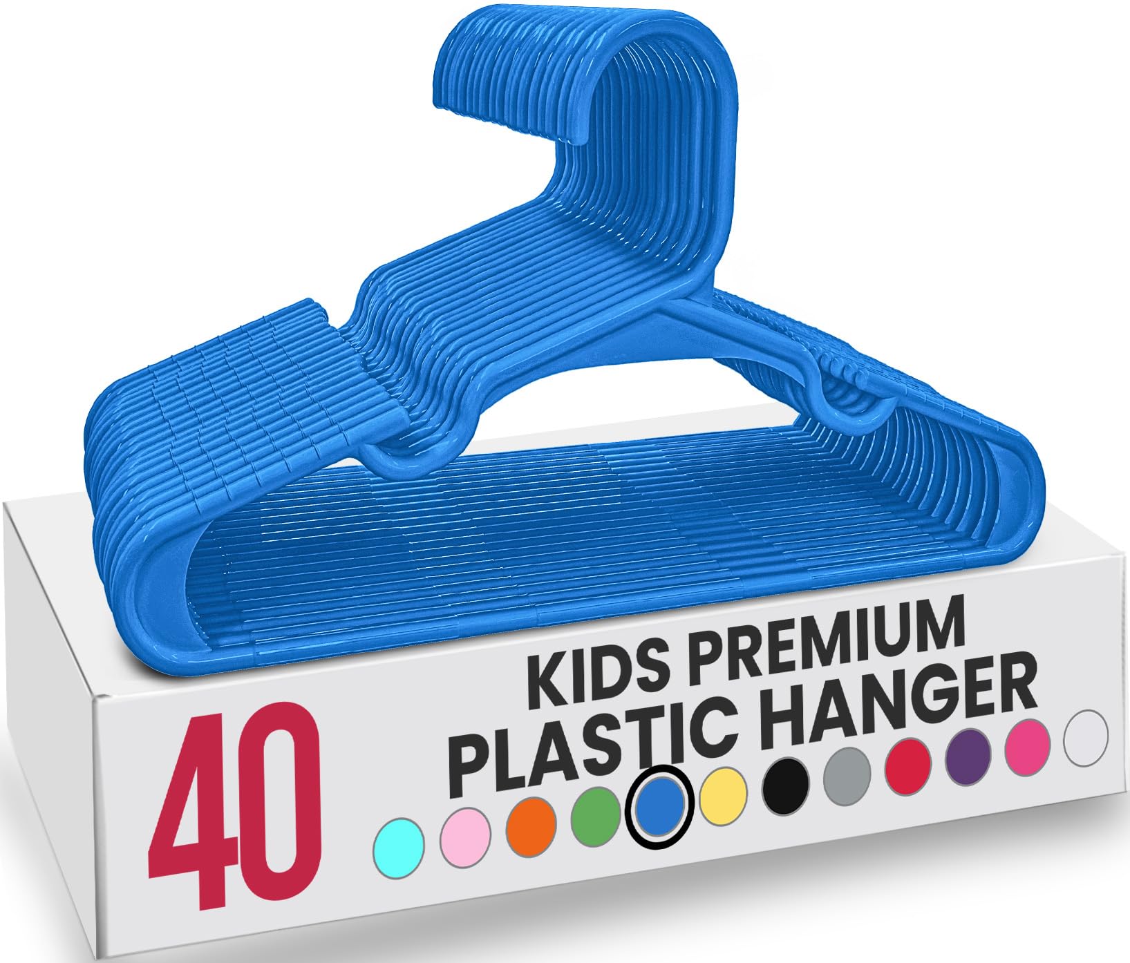 Utopia Home Plastic Kids Hangers for Clothes (Pack of 40) - Durable and Slim Baby and Children’s Hangers - Space Saving (Blue)