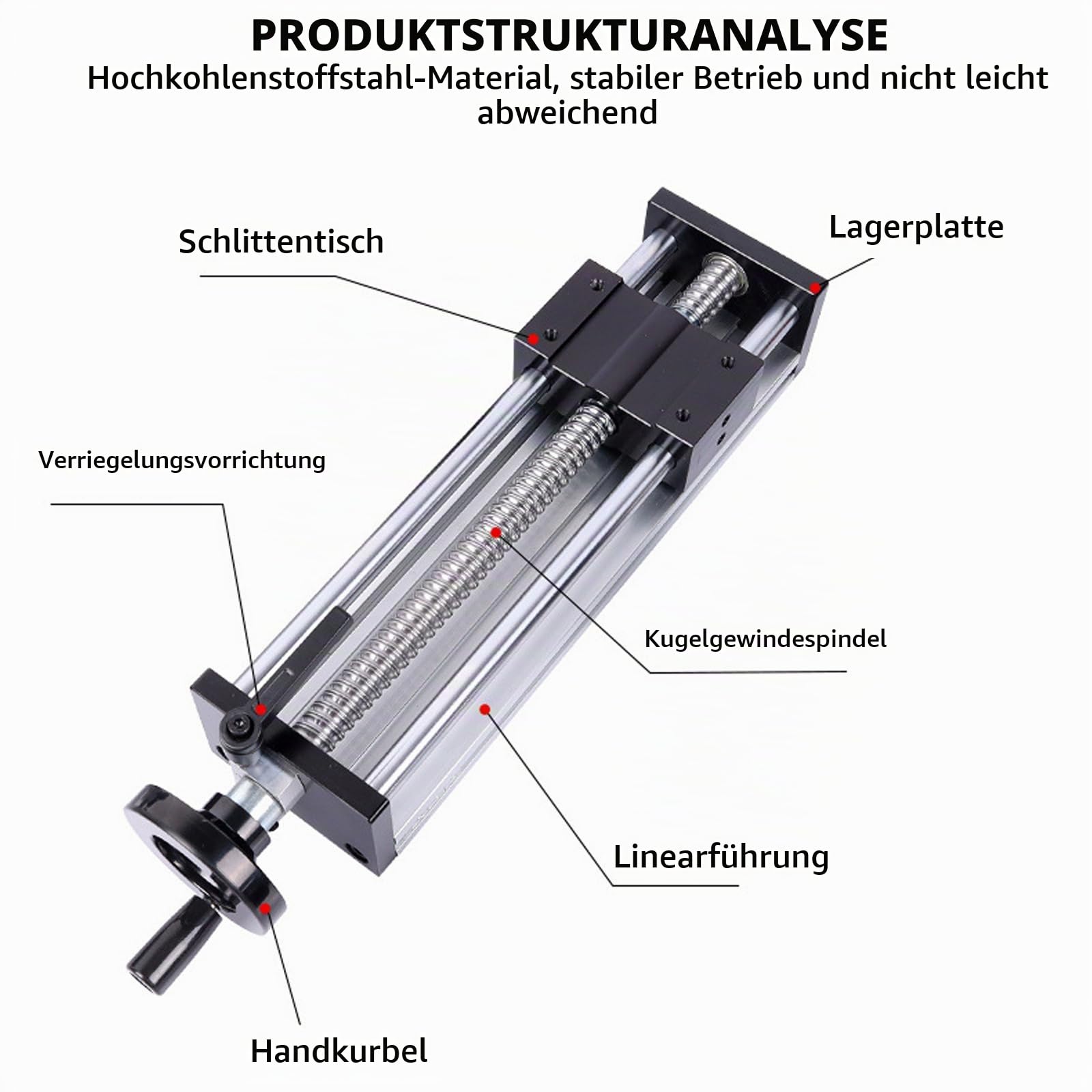 Linearschiene, LinearfüHrung mit Handrad, 200mm Effektive Verfahrlänge