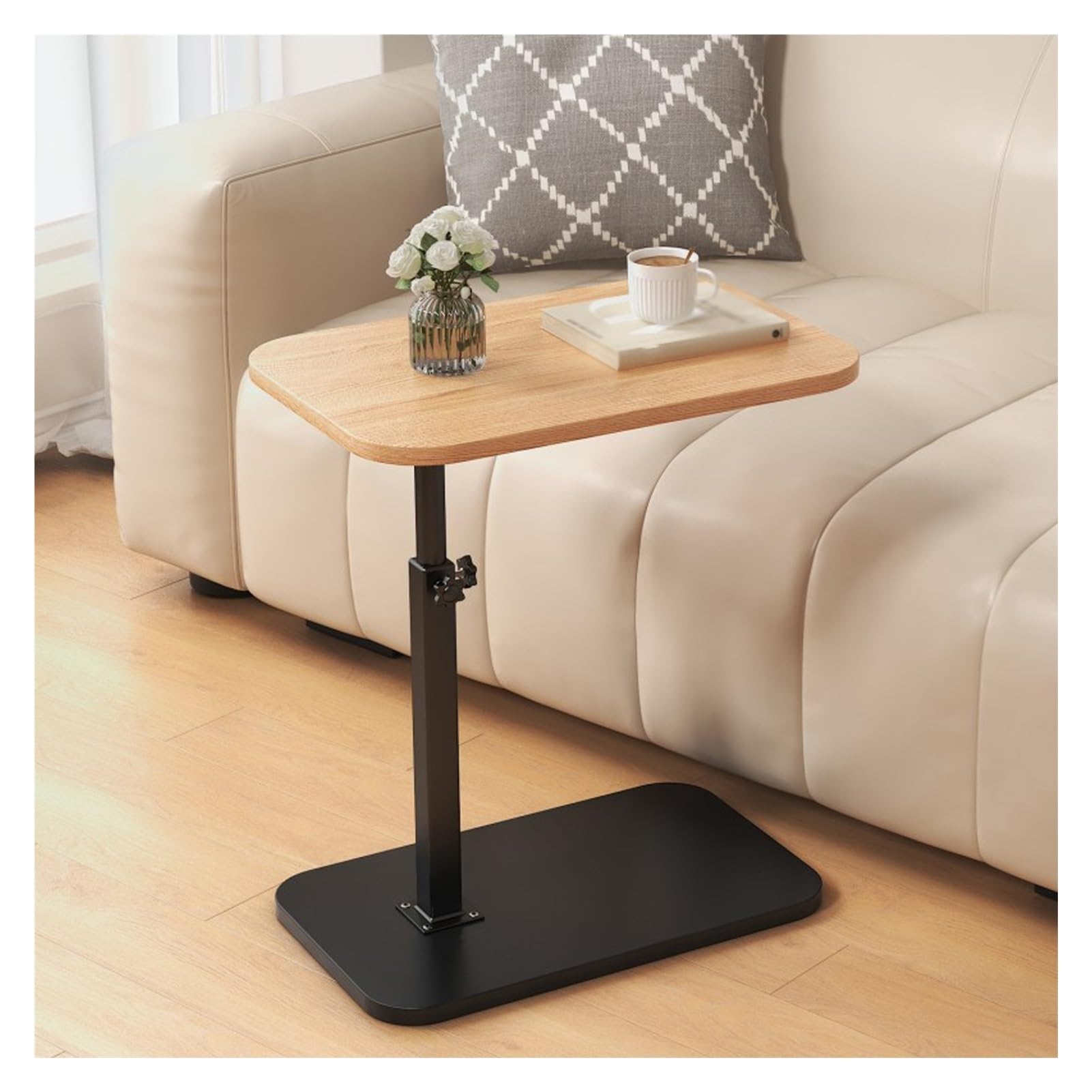SXZenSpace Adjustable C Shaped Side Table 360° Rotating Small Coffee for Sofa Bed Bathtub & Office Modern Space Saving Design Living Room Home