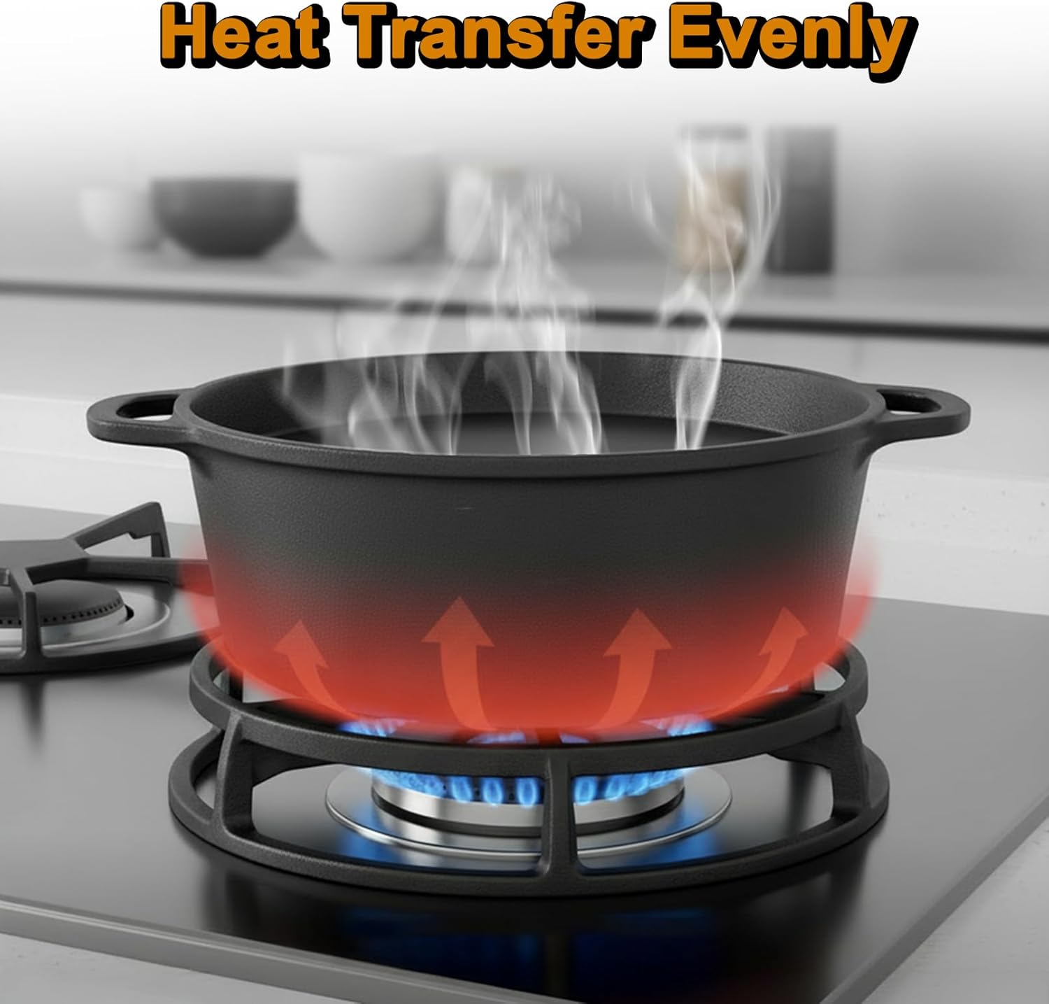 Heat Diffuser for Gas Stove, 9 Inch Cast Iron Stove Top Flame Tamer Simmer Plate Ring Gas Range Burner Heat Reducer Flame Guards Kitchen Electric Cooktop Pot Heat Conduction Spreader Warmer Plate