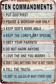 The Ten Commandments Wall Decor 10 Commandments Wall Art 10 Commandment Poster For Kids Metal Tin Sign Vintage Cowboy Ten Commandments Quote Poster 12 X 8 Inch