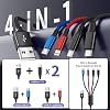 Cable de Carga Múltiple Dual Tipo C 4 en 1, Cables de Carga para Múltiples Dispositivos | 2 unidades 5 pies Cable USB, Cable Cargador Universal para iPhone17-8/Androids/iPad y más, Esenciales de Viaje Accesorios de Coche 3
