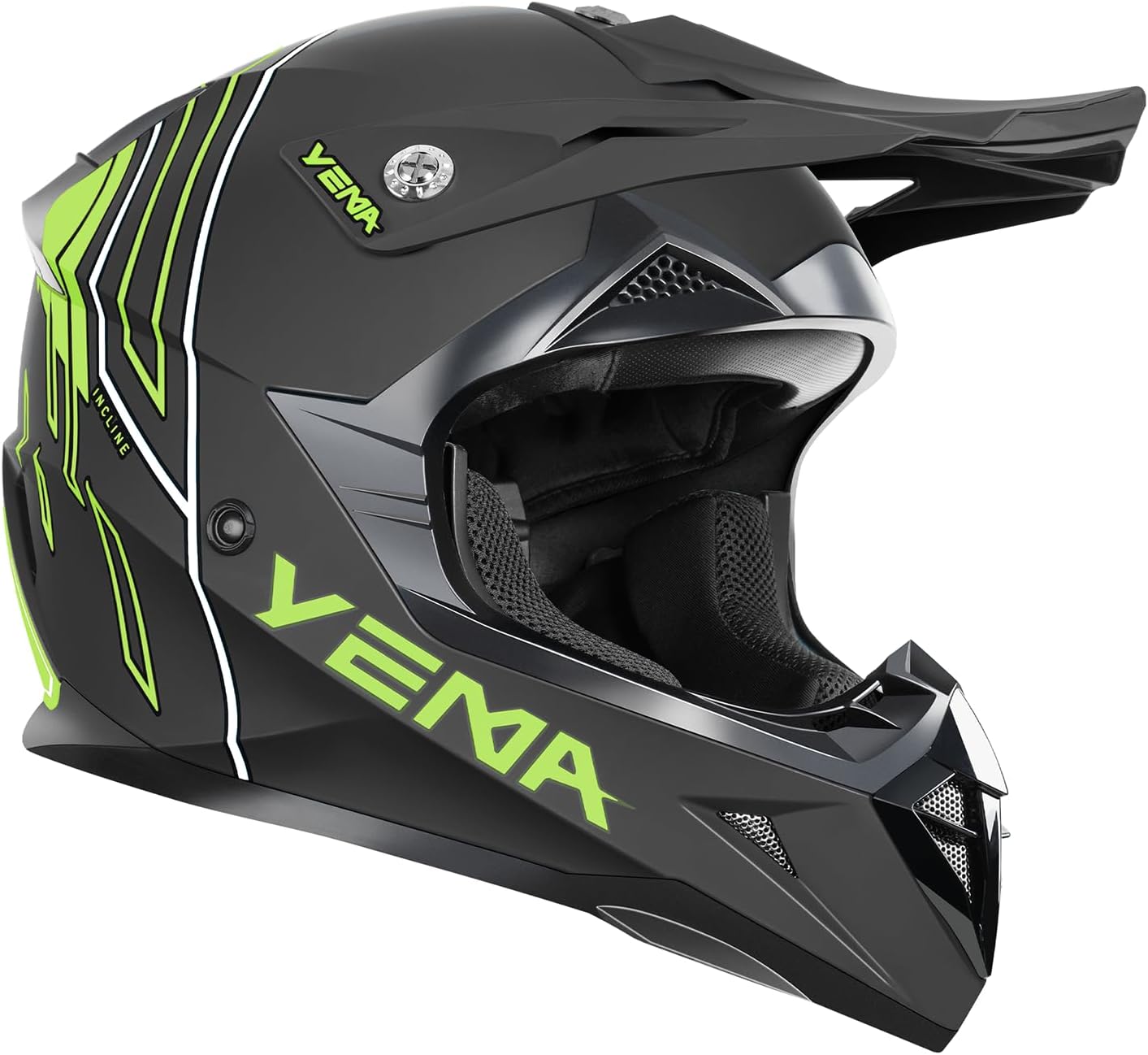 YEMA Adults Dirt Bike Helmets, Ventilated Motocross ATV Dirtbike Offroad BMX MX Helmets, DOT Approved Motorcycle Helmets, YM-915, Black