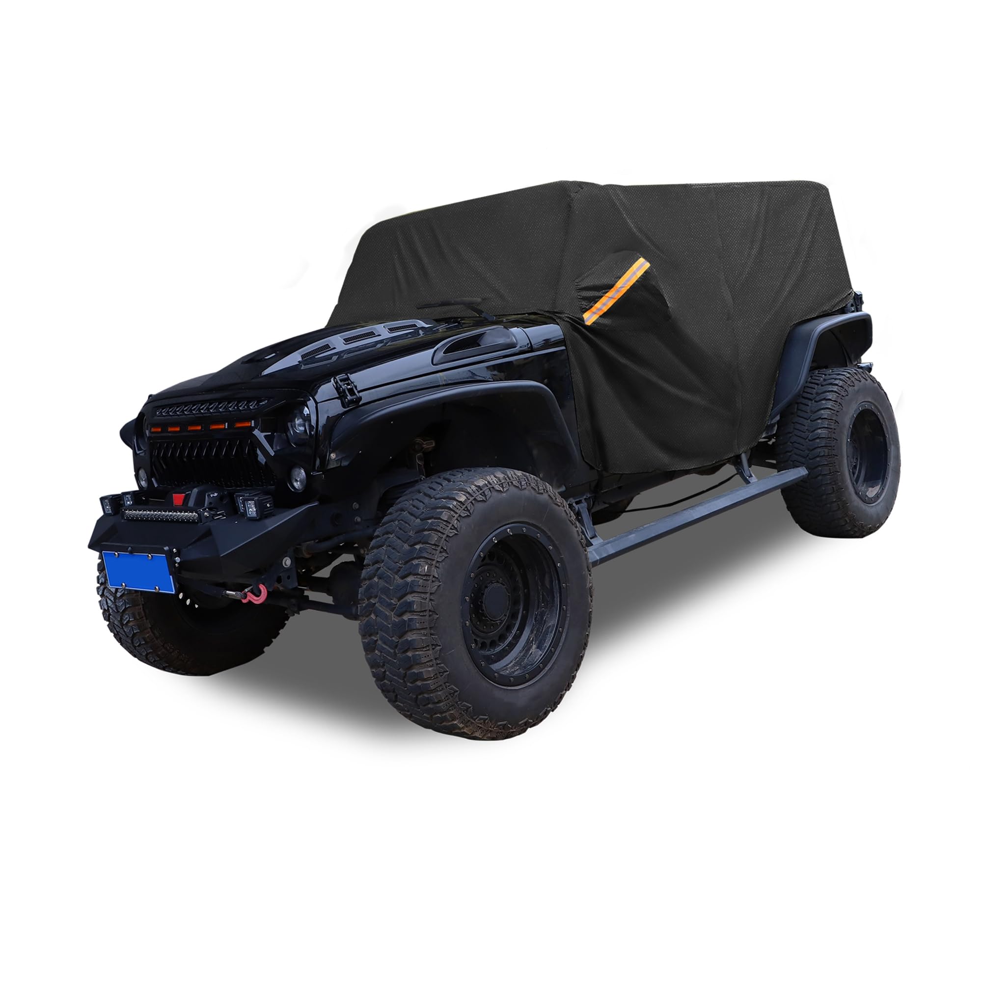 A ABSOPRO Autoabdeckung SUV Autoplane Outdoor Vollgarage Auto Abdeckplane für Jeep Wrangler JK JL Hardtop 2 Tür Schwarz Artikelaustausch