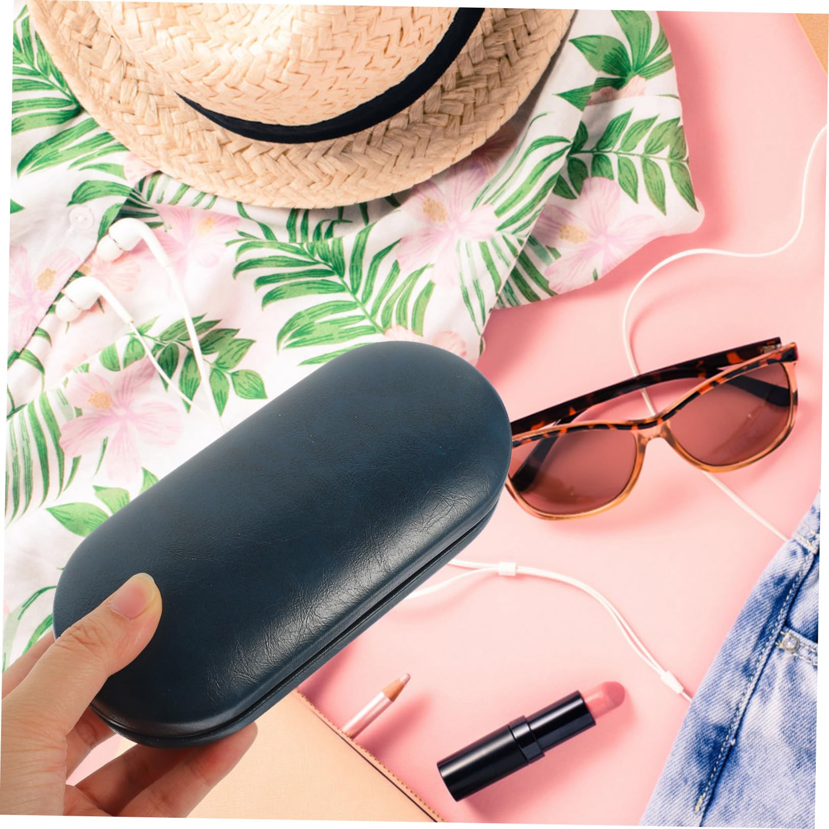 FRCOLOR 3 Sätze Doppellagiges Brillenetui Fall Gläser faltbar kontaktlinsenbehälter Lenses case Outdoor - Brillenetui Inhaber von Haushaltskontakten feines Vlies Blue