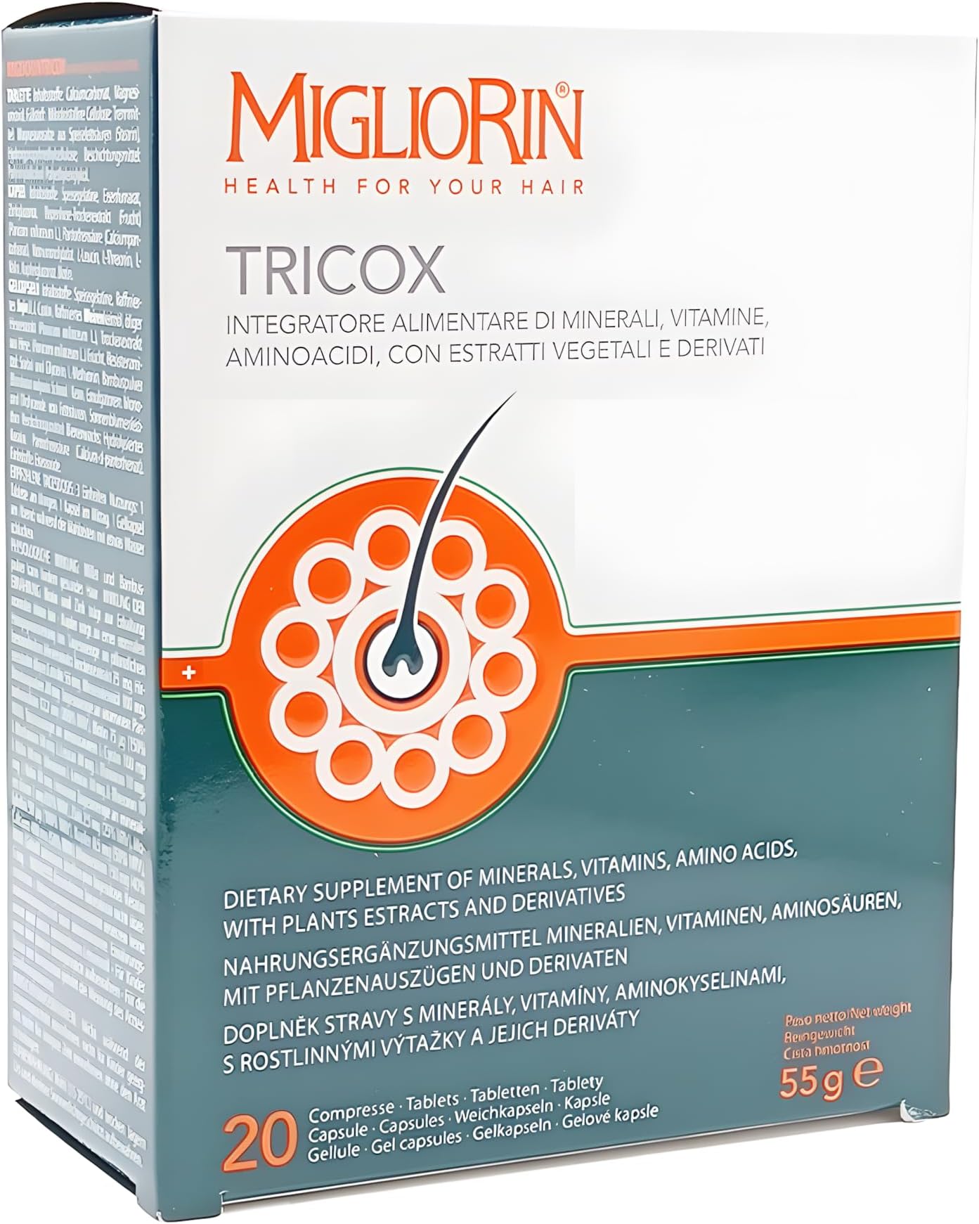 Migliorin Tricox for Hair & Nails with 20 Gel Capsules, 20 Tablets & 20 Capsule, 55g