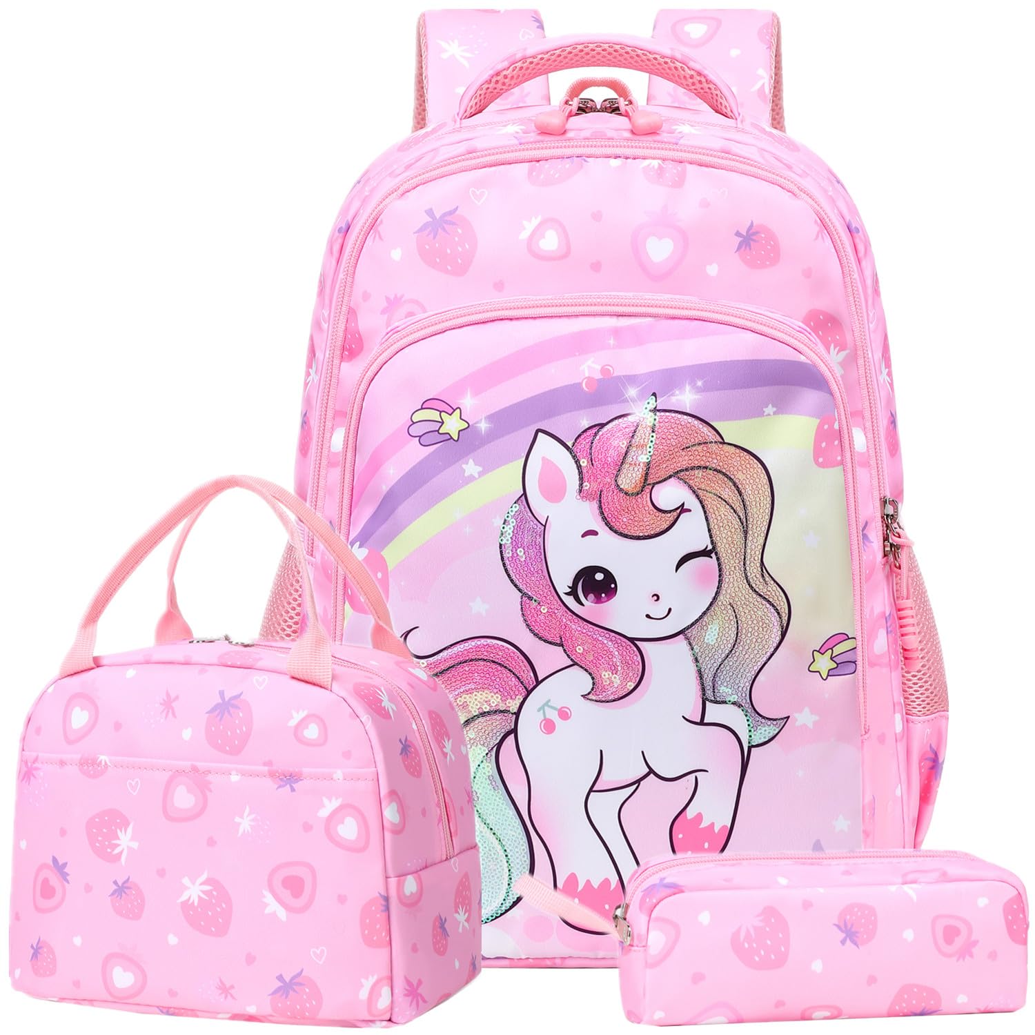 Zaino Unicorno Bambina Elementare Zaini Fragola Zaini per La Scuola Cartelle, Astucci e Set per La Scuola