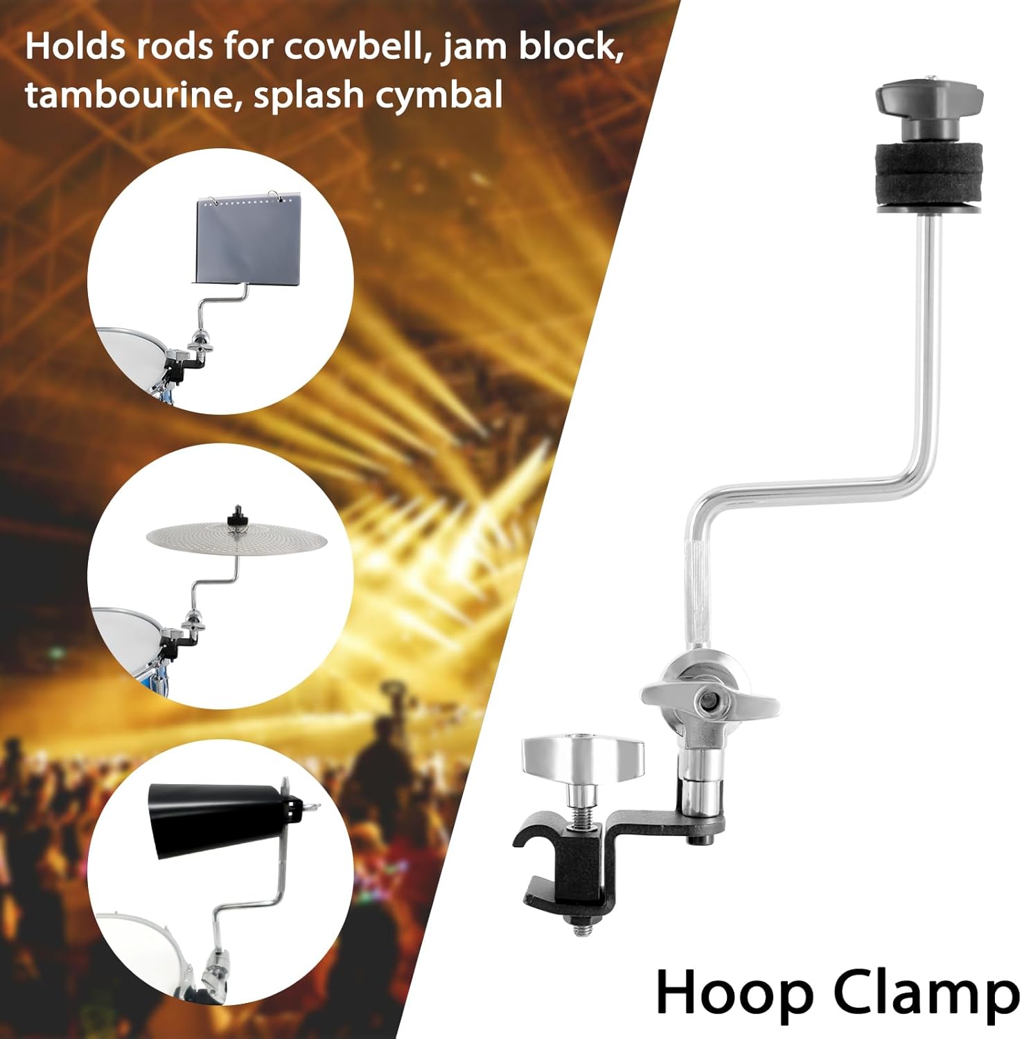 RANMING Cymbal Clamps Arm Drum Hoop Mount Cymbal Clamp for Snare Drums and Toms Drum Set Clamp with Z Splash Drum Hoop,Extension Mount for 8-12in Cymbals Cymbal Mounted Holder Percussion Accessories