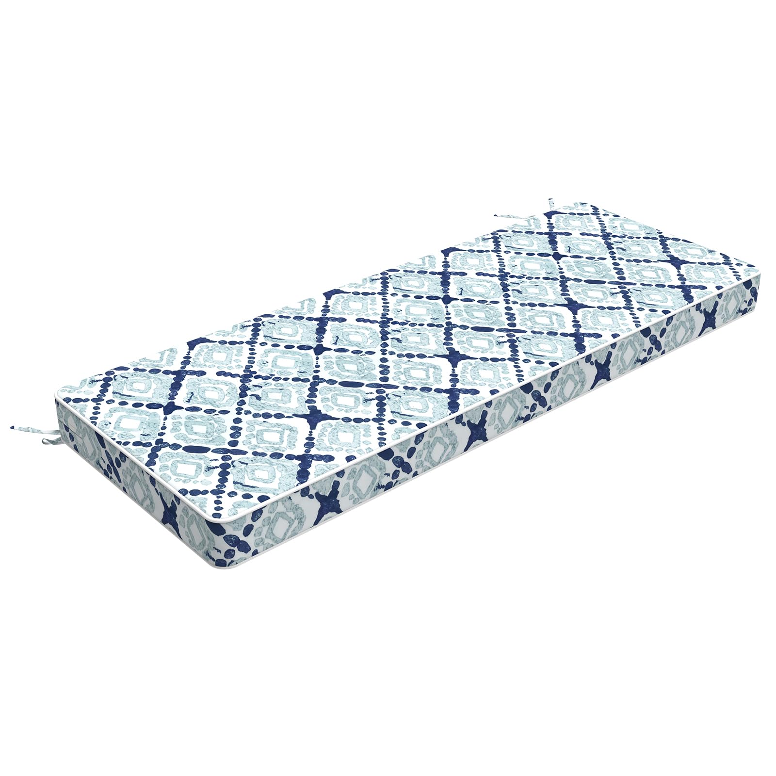 LVTXIII Bench Cushion 48 Inch with Ties, Patio Furniture Window Seat Cushions, Water-Repellent Bench Cushions for Outdoor/Indoor Porch Swing and Loveseat, 48"x18"x3", Boho Geometry Blue-image-9