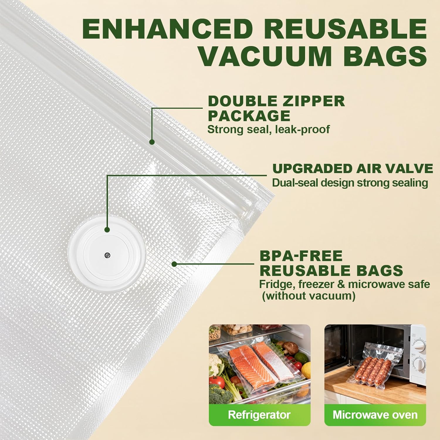 Premium Metal Handheld Vacuum Sealer, Vacuum Sealer for Food with Power Display & Detachable Tank, 60kPa Strong Suction, Includes 30 Reusable Bags & Wine Stopper for Food Preservation- Gray - Image 7