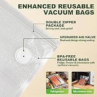Vista 7 de Premium Metal Handheld Vacuum Sealer, Vacuum Sealer for Food with Power Display & Detachable Tank, 60kPa Strong Suction, Includes 30 Reusable Bags &