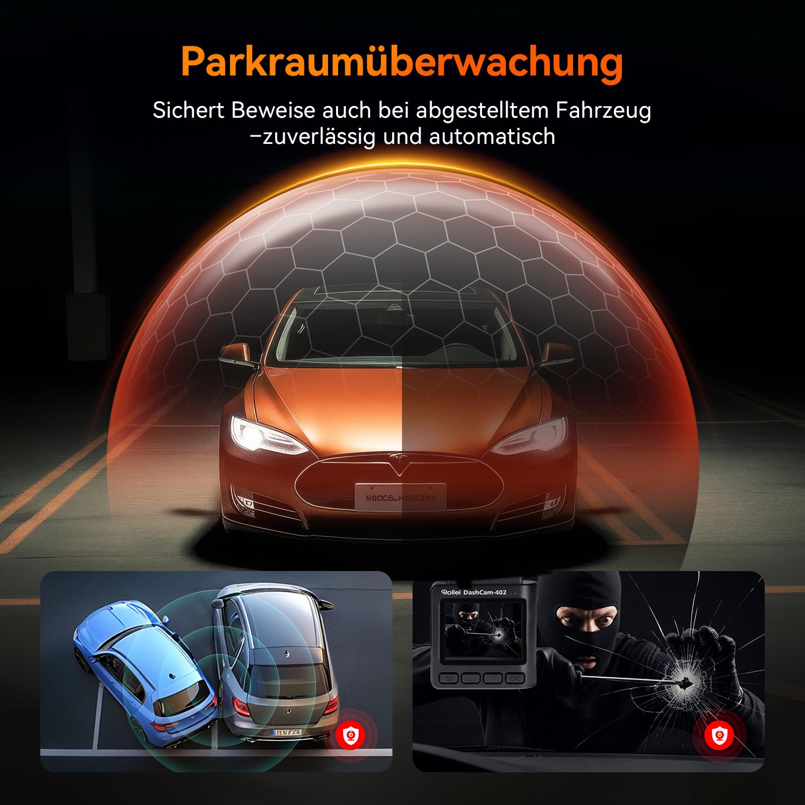 Rollei Dashcam 402 mit GPS und G-Sensor | Rechtskonforme Autokamera vorne | 1080p Full-HD | Auto-Kamera zur Überwachung und Parküberwachung | Dash Cam Video-Registrator mit Loop Funktion