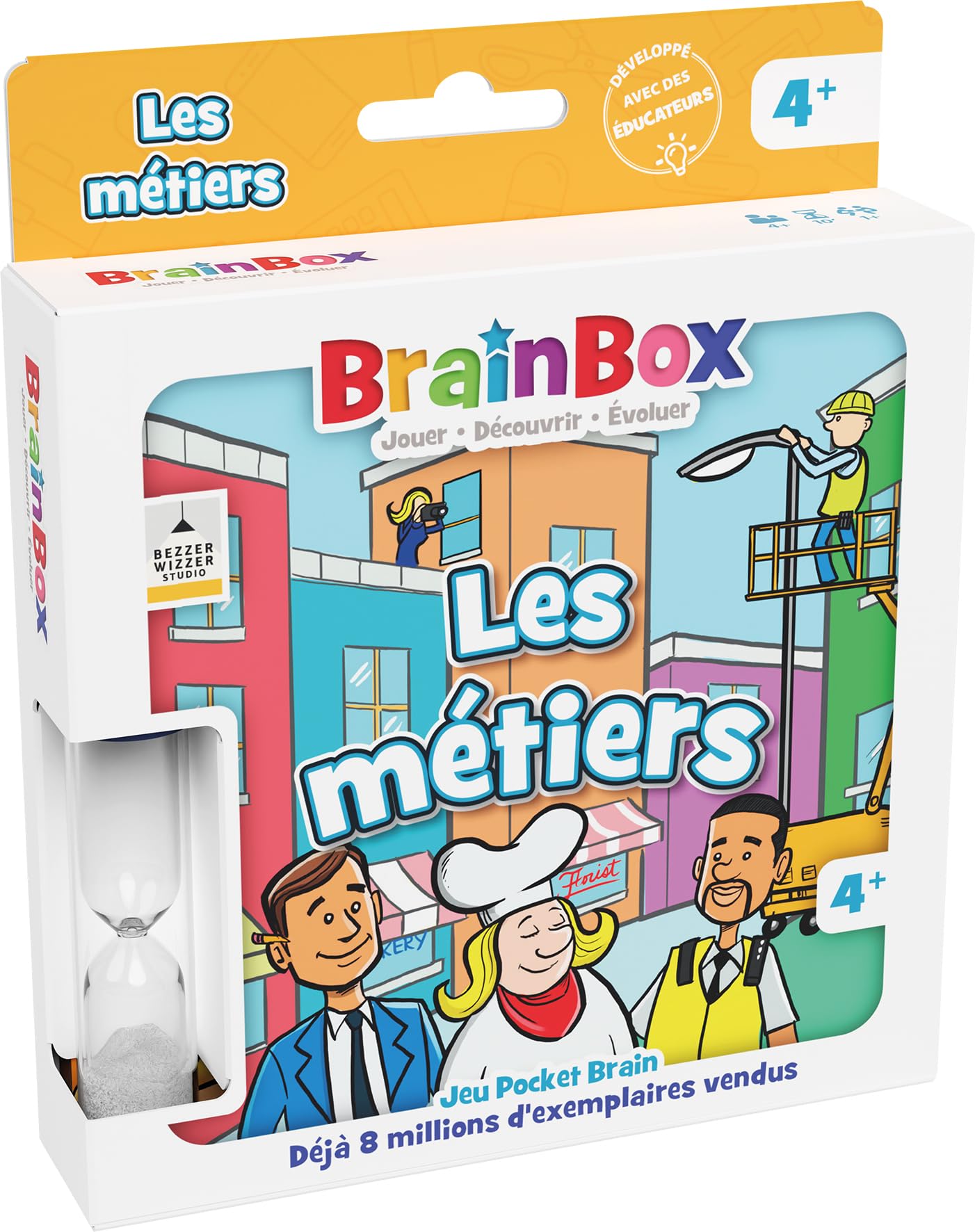 BRAINBOX Pocket : Les Métiers - Jeu de Cartes de Mémoire et Observation - Jeu Familial Rapide pour Enfants dès 4 Ans - Apprendre en s'Amusant - Edition Poche - 1 Joueur + - 10 Min - Version Française