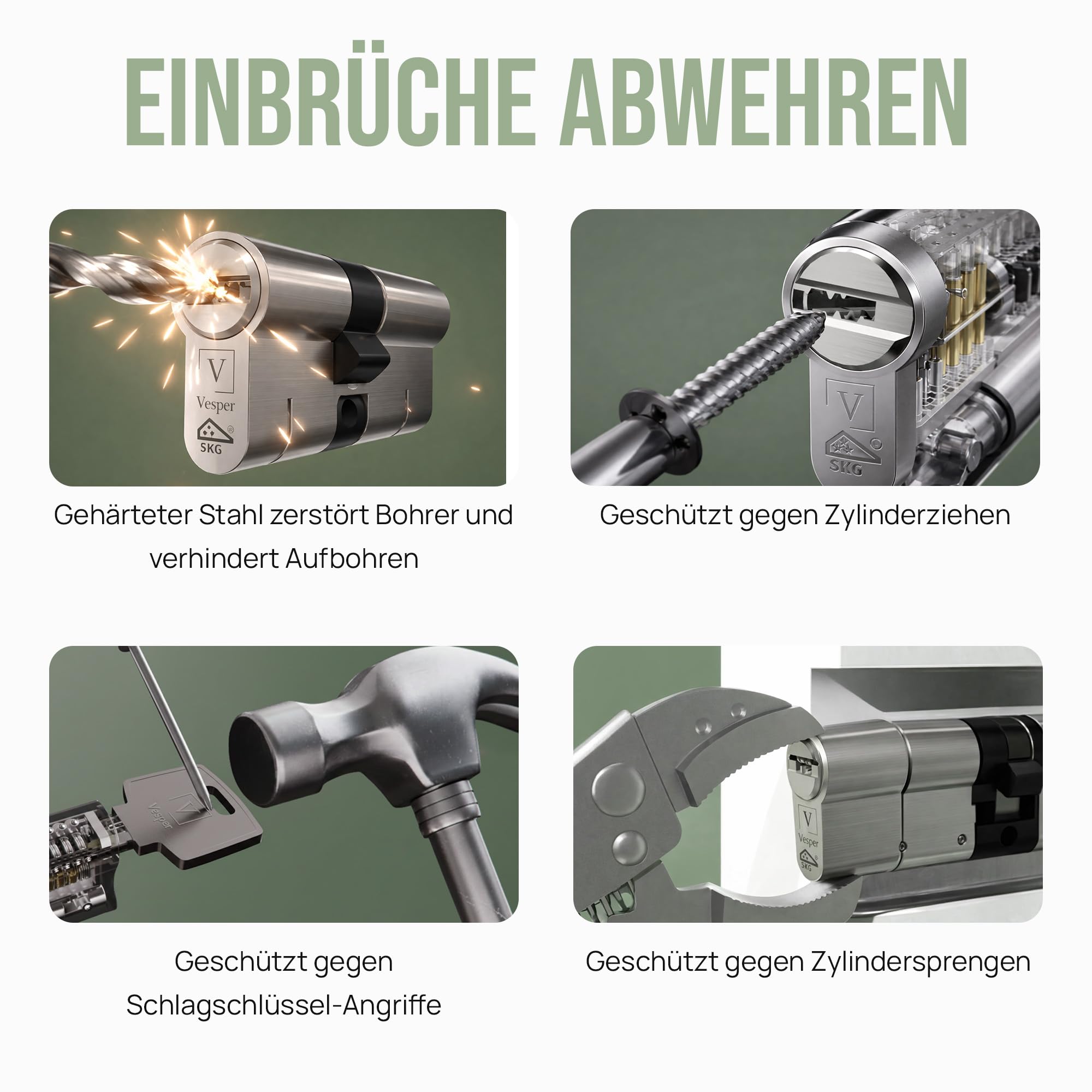 Vesper Extreme SKG3*** - Schließzylinder gleichschließend konfigurierbar - 1–4 Zylinder individuell zusammenstellen - Profilzylinder Set mit gleichen Schlüsseln - Gleichschließende Zylinder