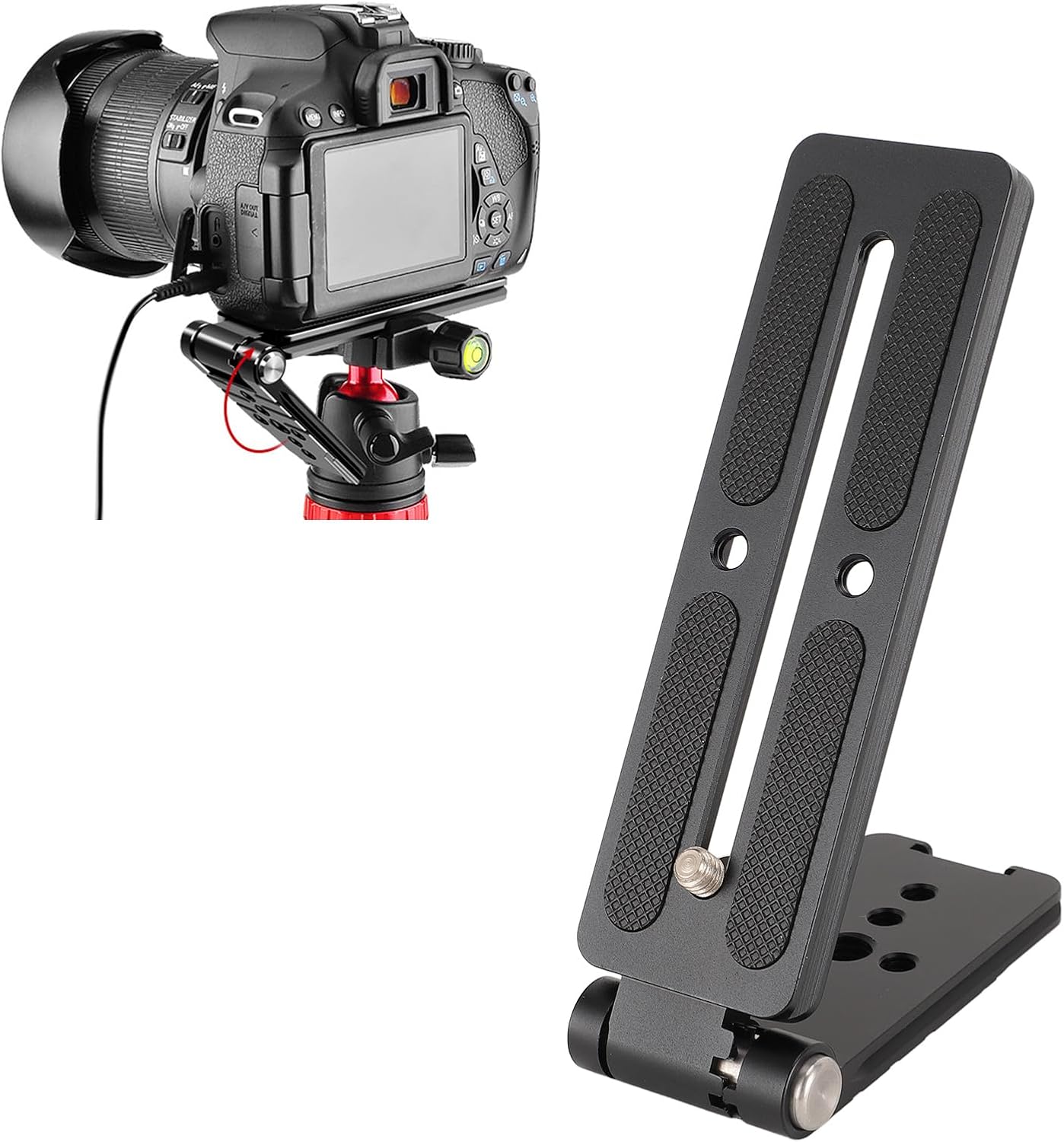 DSLR Foldable Camera L Bracket Mount,Vertical Tripod Quick Release Plate,Professional Adjustable Angle Aluminum Alloy Camera L Bracket for DSLR Cameras Photography - Image 8