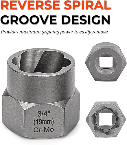 Miniatura 2 de Juego de extractor de pernos, juego de 14 piezas de extractor de tuercas y pernos de impacto, juego de enchufes extractores de tuercas con adaptador