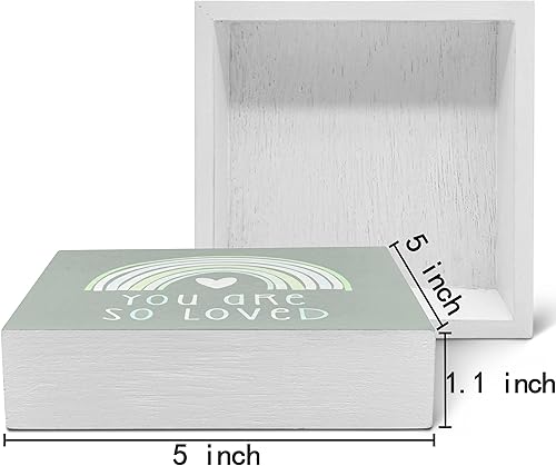 Miniatura 14 de SRADMO Letrero de madera con texto en inglés "You Are So Loved Rainbow Heart Wood" para decoración de escritorio, con citas inspiradoras para niños