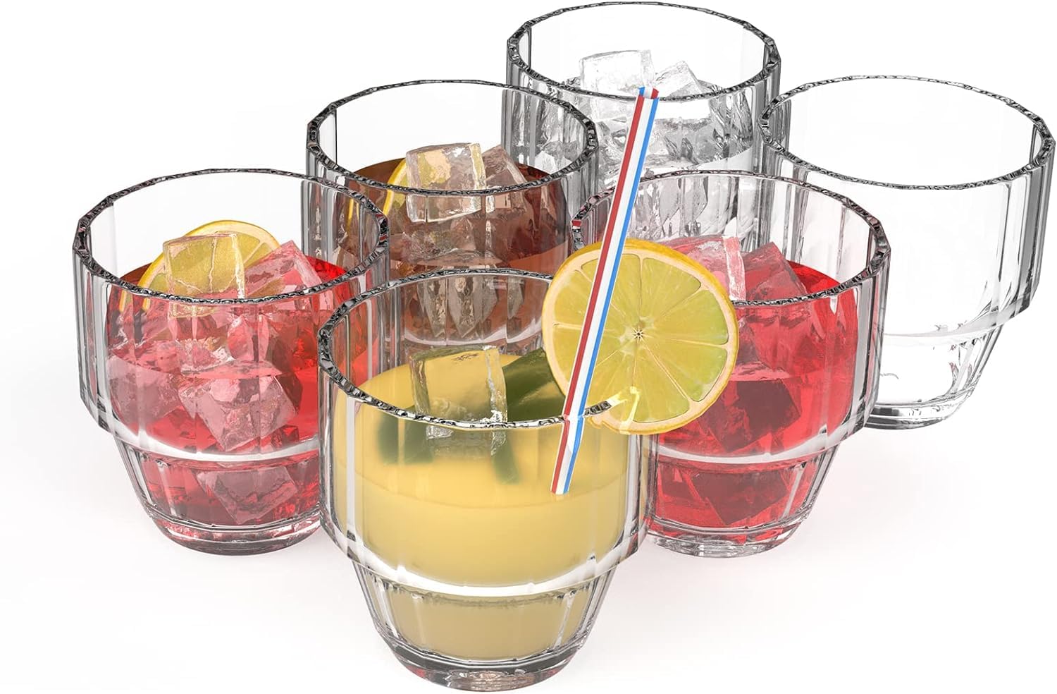 8 Oz Set of 6 Tritan Drinking Glasses Unbreakable Acrylic Glasses Drinkware Plastic Cups Dishwasher Safe BPA Free Stackable Reusable Tumblers for Water, Wine, Juice, Beer, Beverage