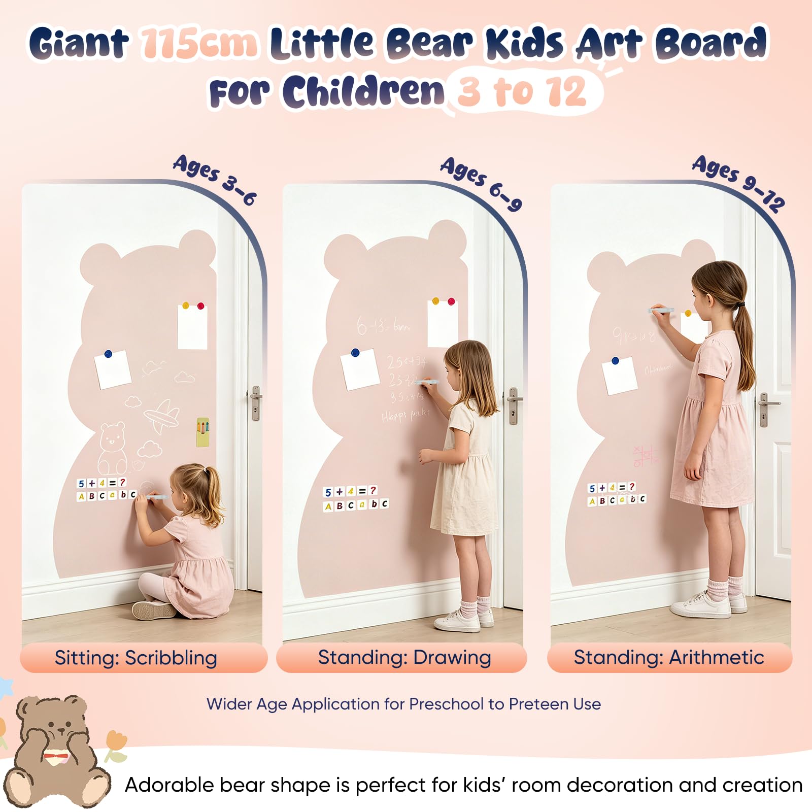 Magnetischer Wandaufkleber für Kinder, 115 x 55 cm Magnetischer Kreidetafel-Aufkleber, Magnetische Kreidetafel für die Wand, Abziehen und Aufkleben, Selbstklebende Tafel für Zuhause Klassenzimmer