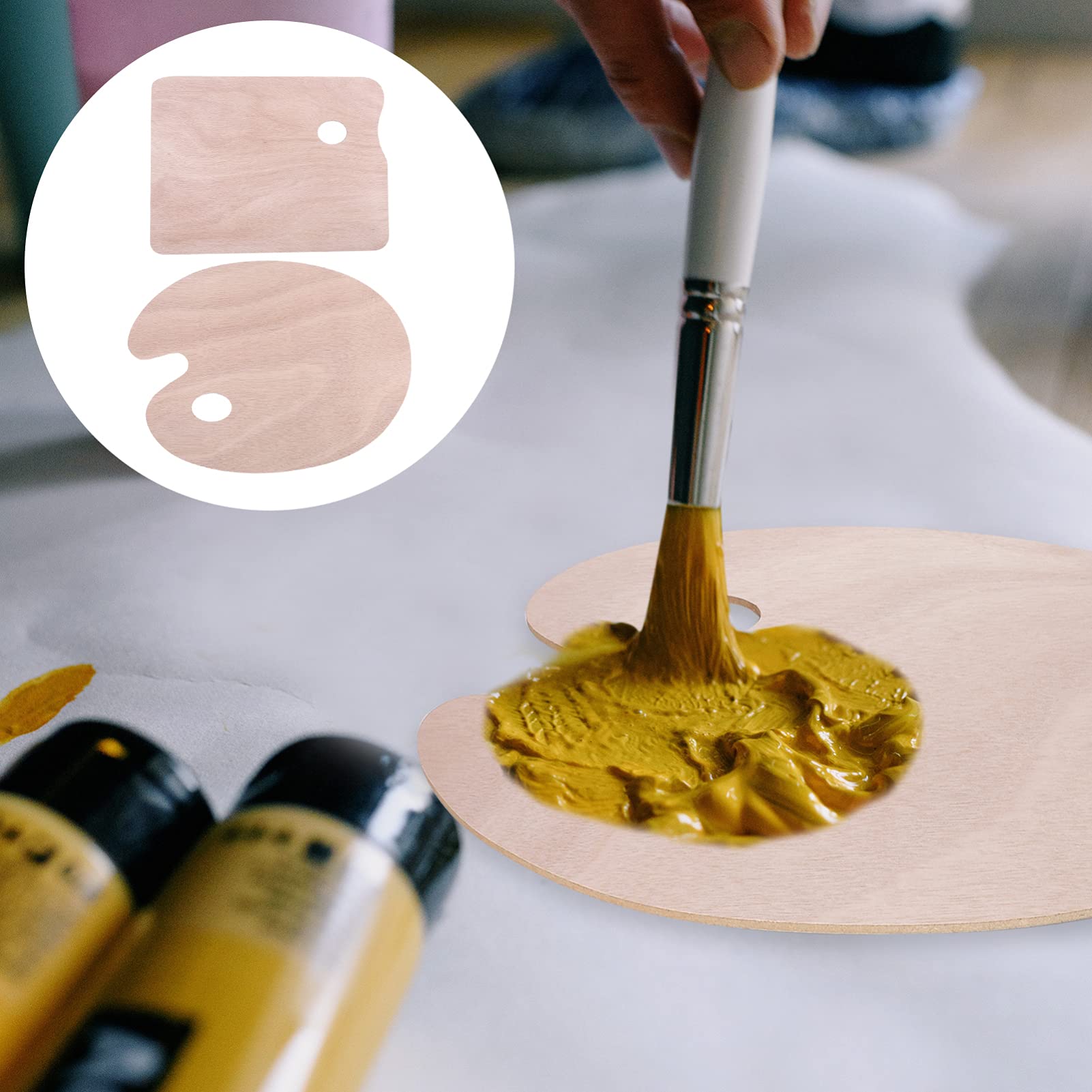 STOBOK Tavolozza per Dipingere in Legno per Studenti 2 Pezzi | Beige, per Pittura e Diy, Superficie Liscia senza Barbs, Formato Compatto