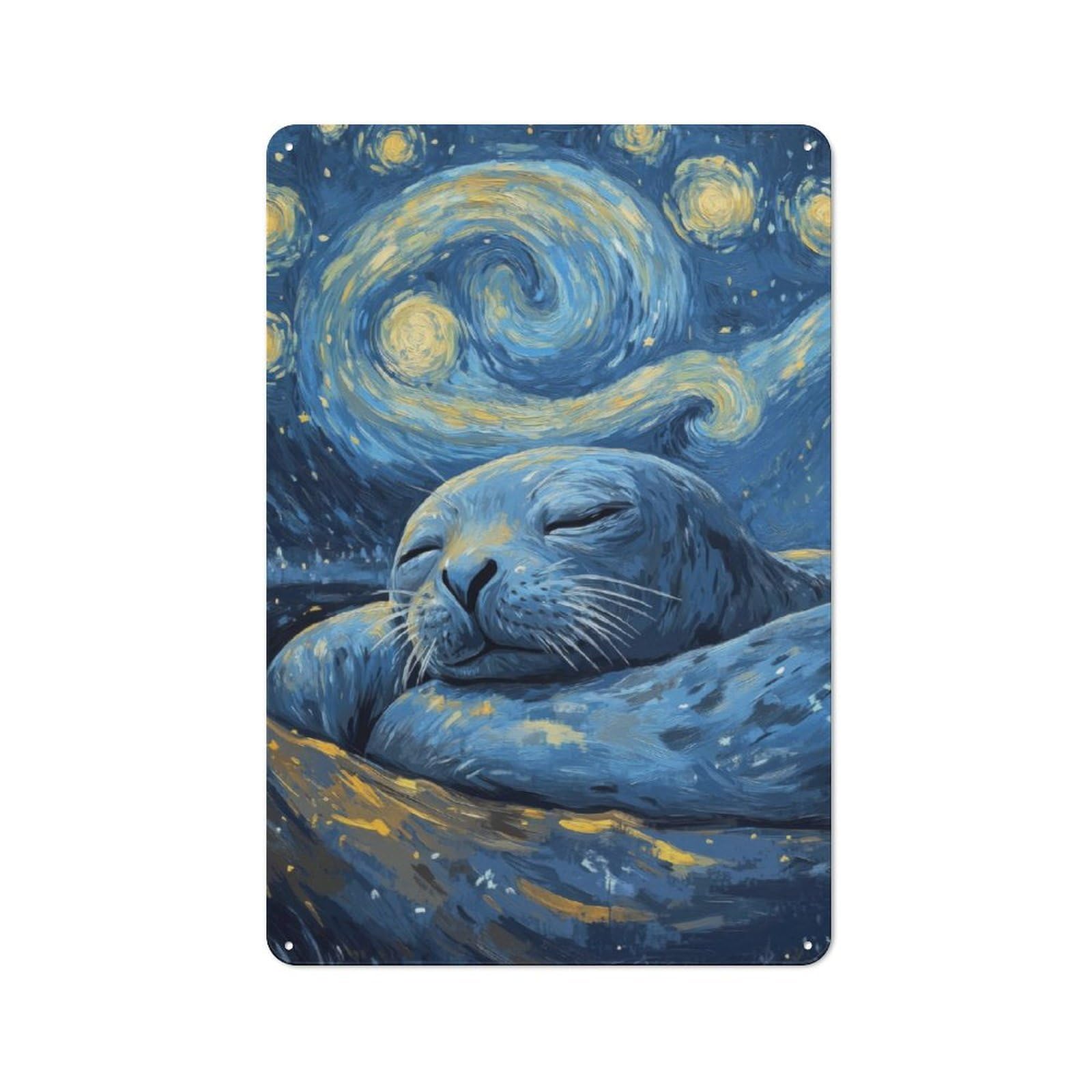 Junmoney Starry Night Seal For Garden Room Or Summerhouse, Retro Metal Sign 30X20cm, For Metal Sign Collectors, For Vintage Wall Decor Fans