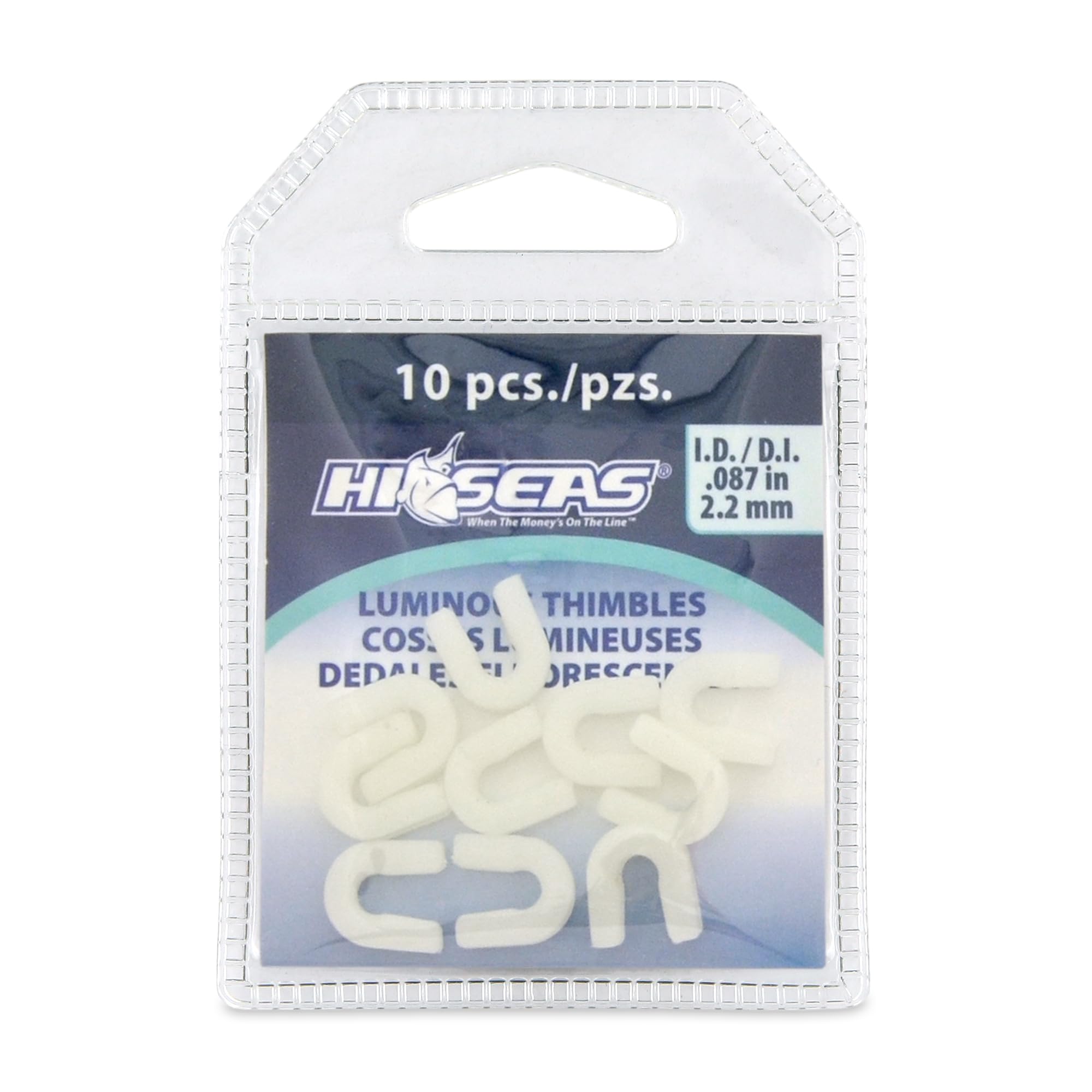 HI-SEAS Terminal Tackle Thimbles – Stainless Steel & Glow-in-The-Dark Plastic, U-Shape Line Protectors for Saltwater Rigs, 10pcs