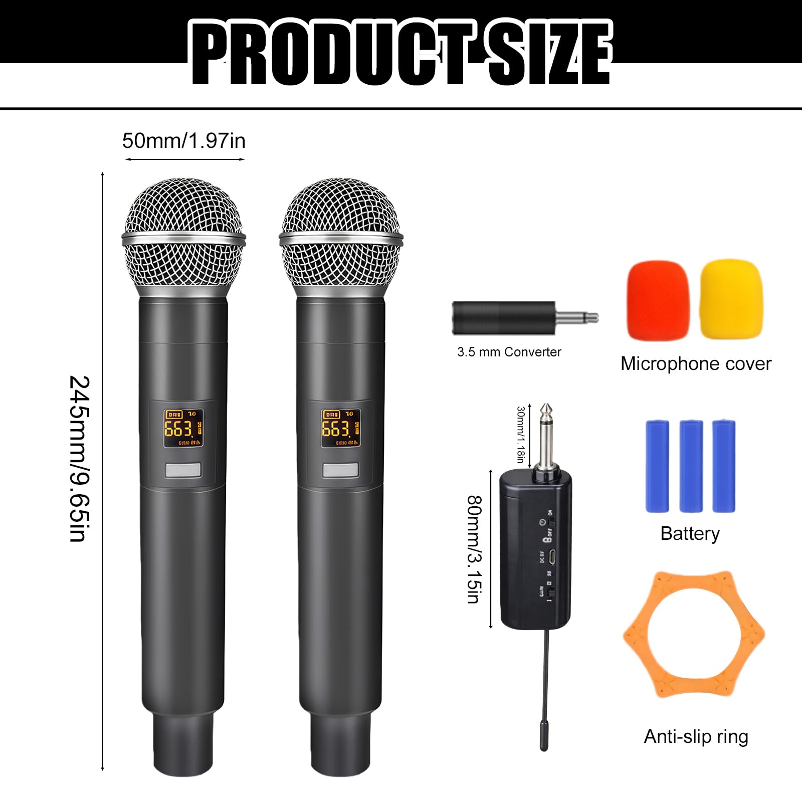 Micrófono Inalámbrico, Micrófono Karaoke, Sistema Doble De Micrófono Dinámico Con Receptor Recargable, Micrófono Con Conexión A Chip Individual, Micrófono Dinámico Para Cantar, Fiesta En Casa, Reunión
