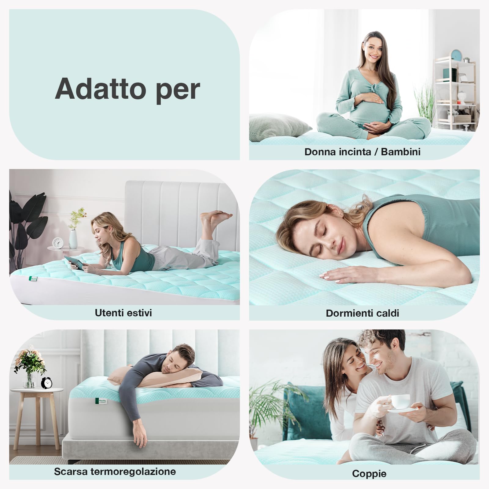 Novilla Coprimaterasso Matrimoniale Trapuntato di Tessuto 180x200cm, Topper Materasso Tocco Confort, con Imbottitura in Fibra, Delicati Sulla Pelle, 30cm Bordo Elastico, Lavabile
