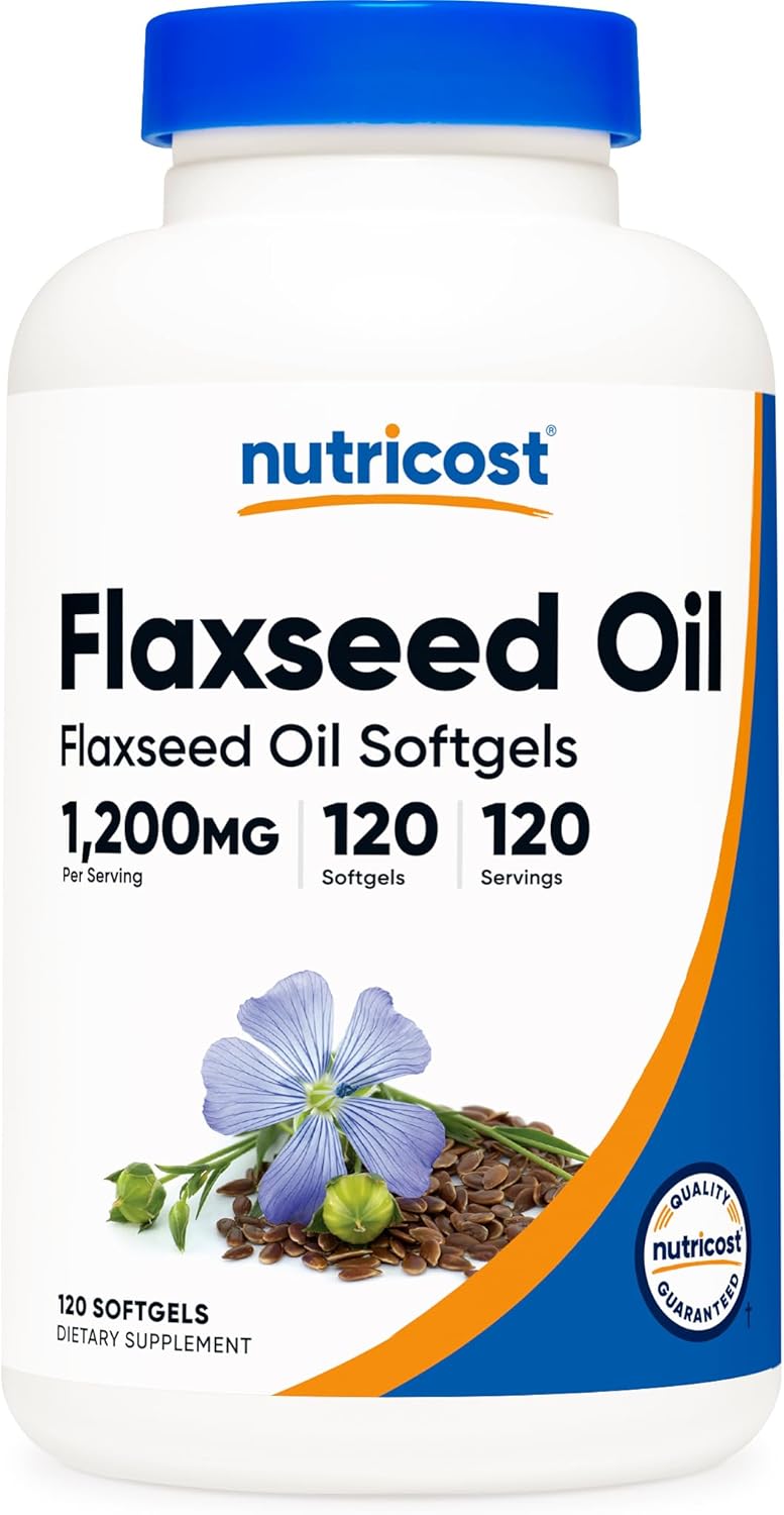 Nutricost Flaxseed Oil 1200mg, 120 softgels - GMO-Free, Gluten-Free