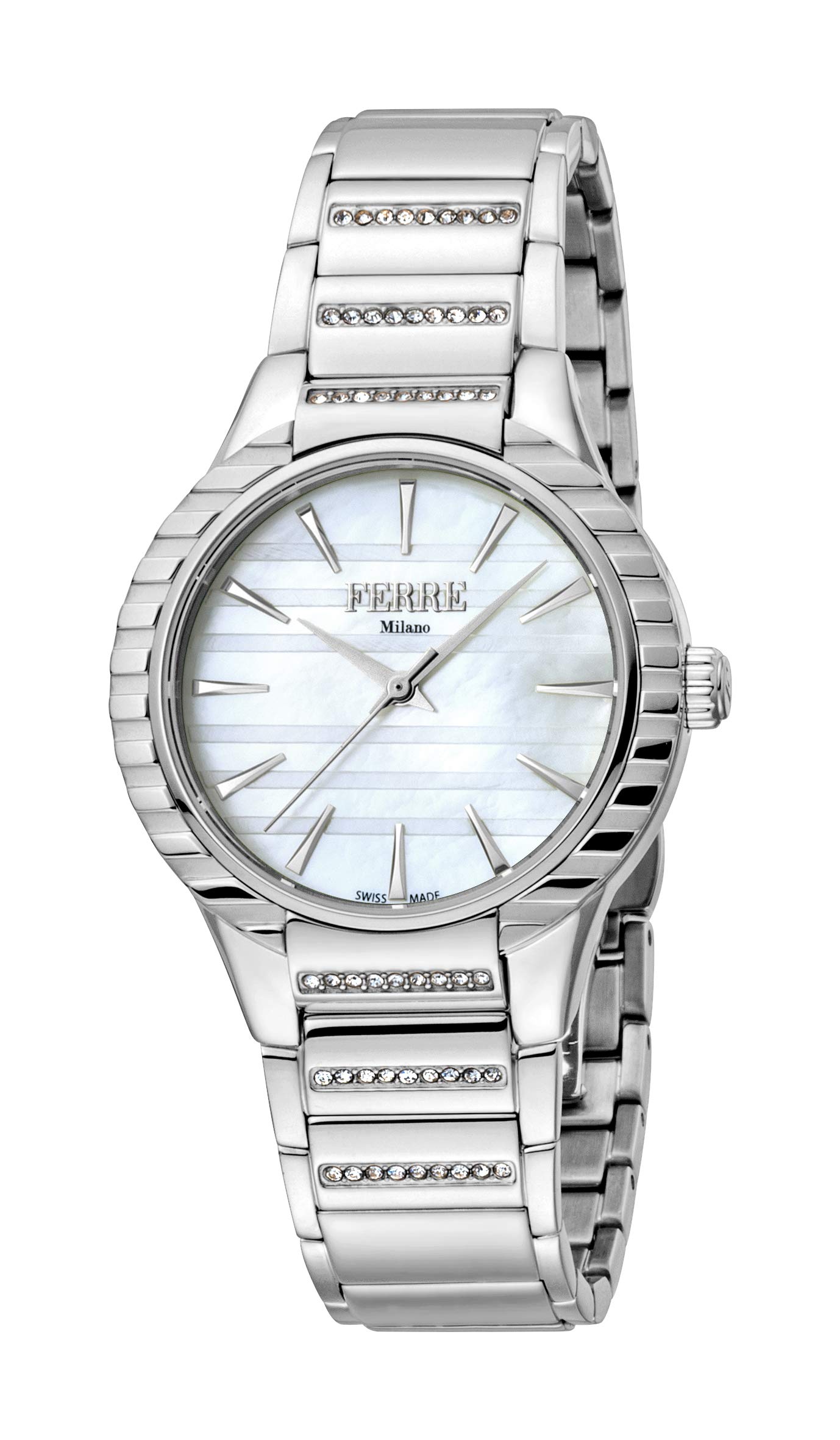 Ferre Milano Ladies White MOP Dial SS MB Watch