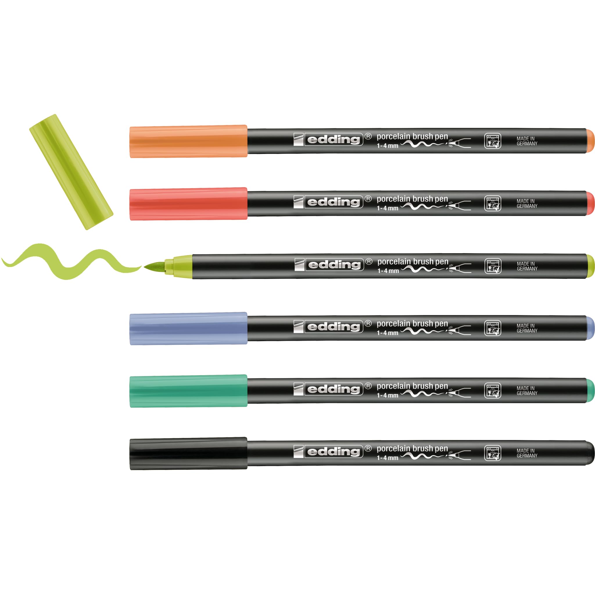 edding Porzellan-Pinselstift 4200, 1-4 mm, Set (24 Farben, 4x 6er Set)
