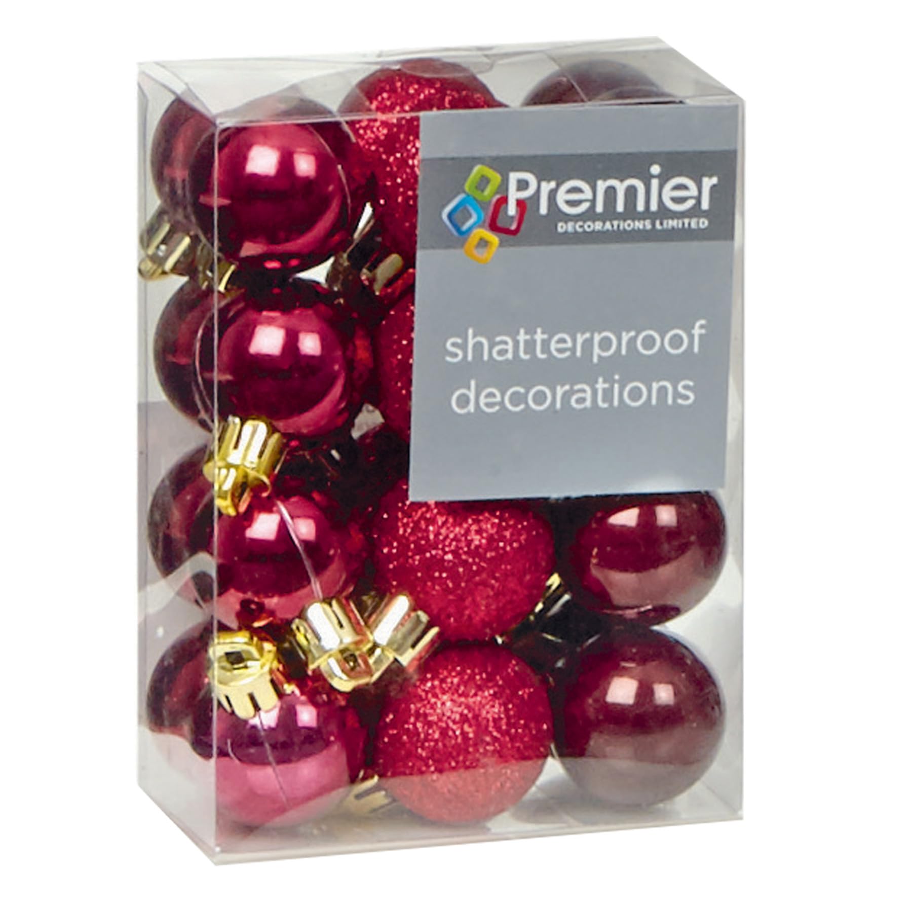 Widdle Gifts Cranberry Red 8361 Christmas Shatterproof Baubles 24 Pack 30Mm Tree Decoration - Glitter, Matte And Shiny (Cranberry Red 8361)