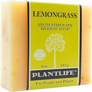 Plantlife Lemongrass Bar Soap 4oz - Natural Moisturizing Handcrafted Vegan Soap for Body, Hands, Shave - Made in California