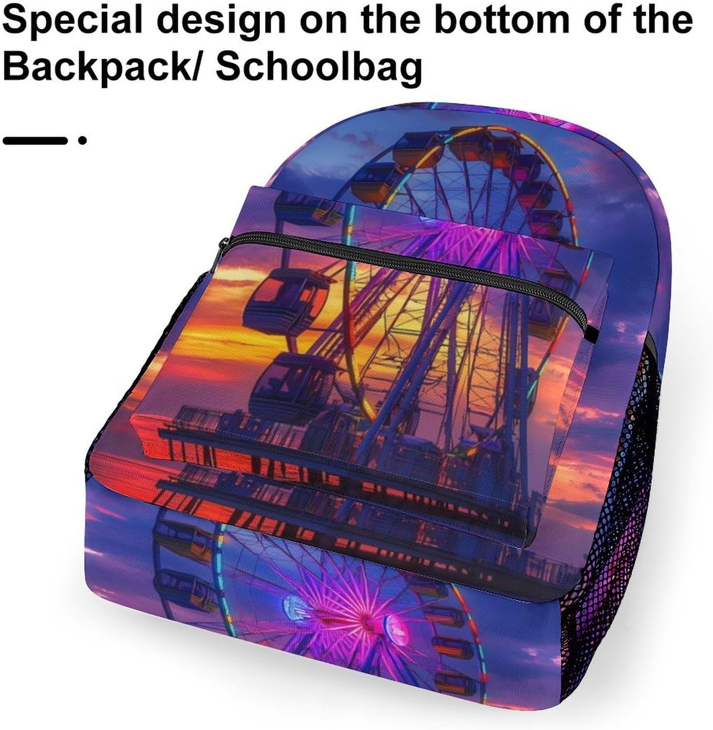 Myrtle Beach South Carolina Ferris Wheel Laptop Backpack Lightweight Travel Daypack Shoulder Bag for Men Women