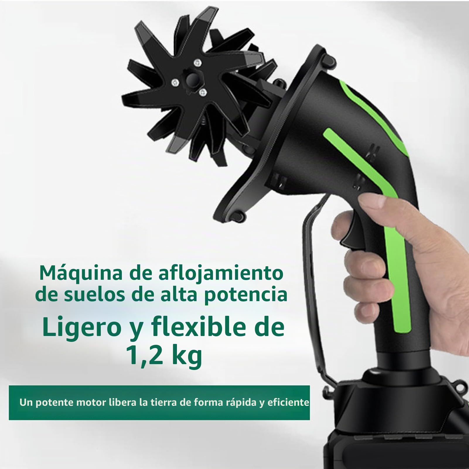 Fockety Cultivador Inalámbrico, Motocultor Eléctrico de 235 RPM con 10 Cm de Ancho y 10 Cm de Profundidad, Motocultor a Batería para Jardinería, Césped y Cultivo de Suelo