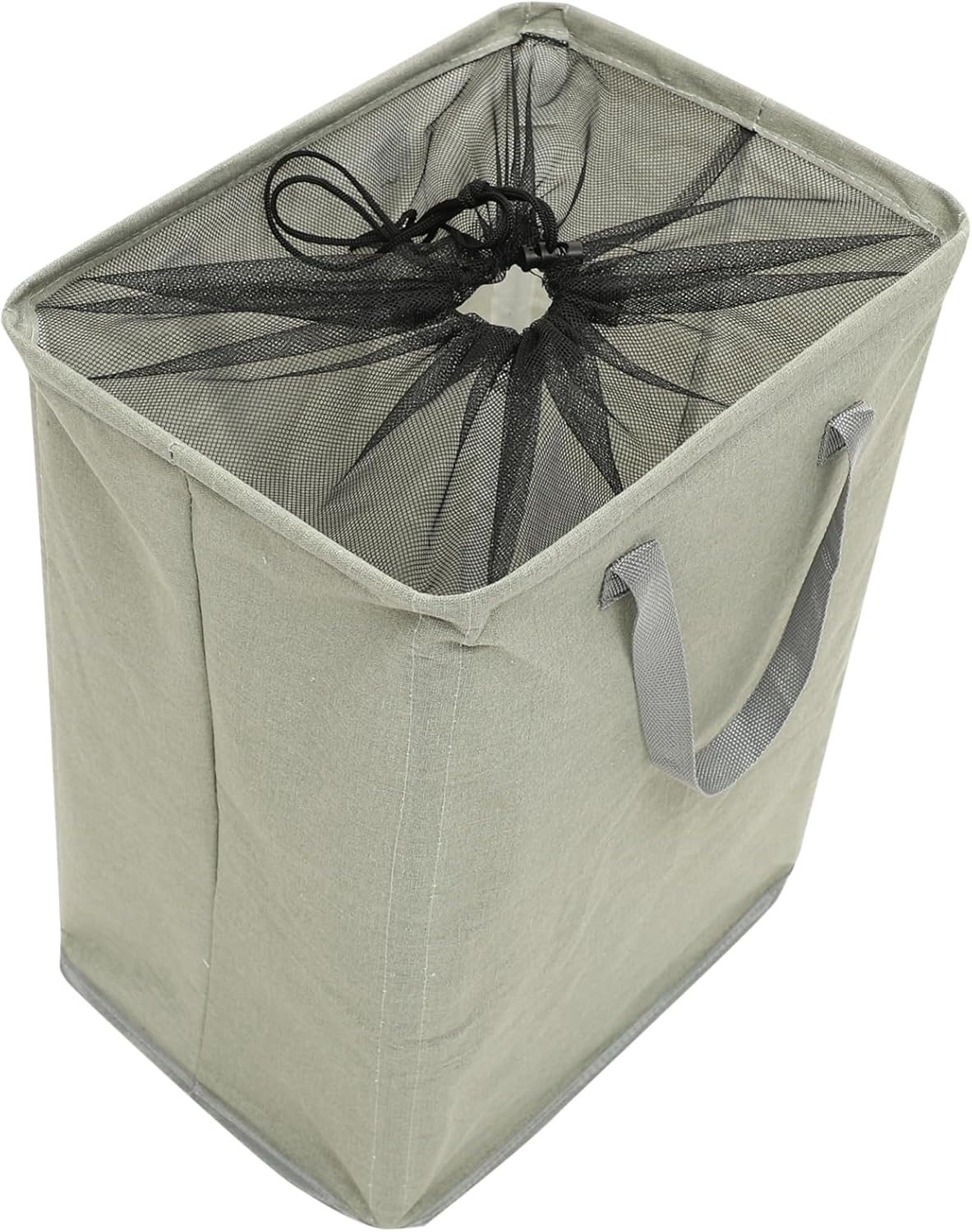 Zerodeko Large Cotton Linen Laundry Basket with PE Coating Foldable Dirty Clothes Hamper for Home Storage Organizer and Blanket Bin Aluminum Frame Deep Gray Stylish Design for Apartments
