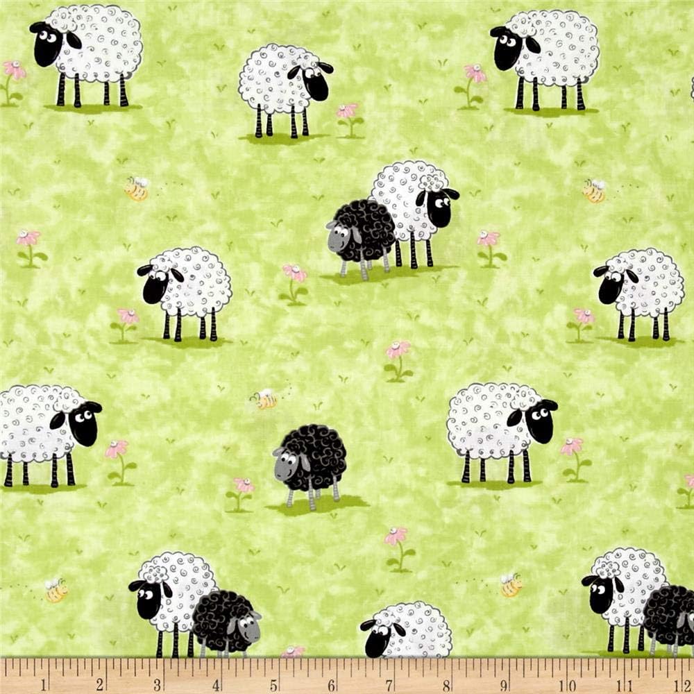 SusybeeLal The Lamb Lal In Meadow Kiwi, Fabric by the Yard