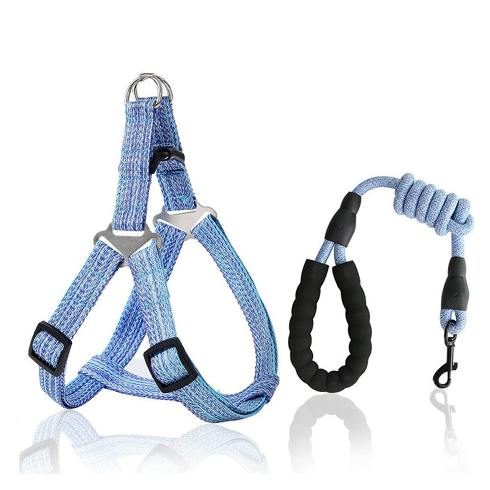 Hundeleine, einziehbare Hundeleine, verstellbares Hunde-Brust-Rücken-Traktionsseil, Hundegeschirr, Leine, Seil-Set, langlebig, Outdoor-Welpen-Walking-Kettengürtel-Leinen (Farbe: Grau, Größe: L) (Farbe