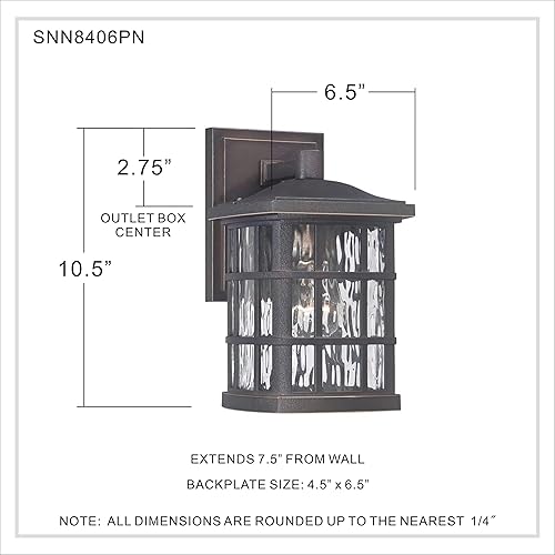 Miniatura 7 de Quoizel Stonington Coastal Armour - Farol de pared para exteriores, 10.5 pulgadas, aplique de pared vintage de bronce paladiano con 1 luz, cristal