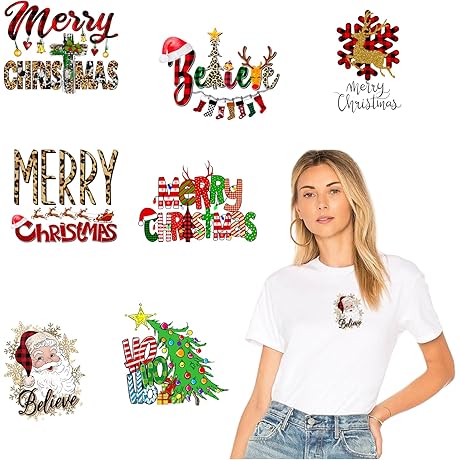 7PCS Merry Christmas Iron on Transfers