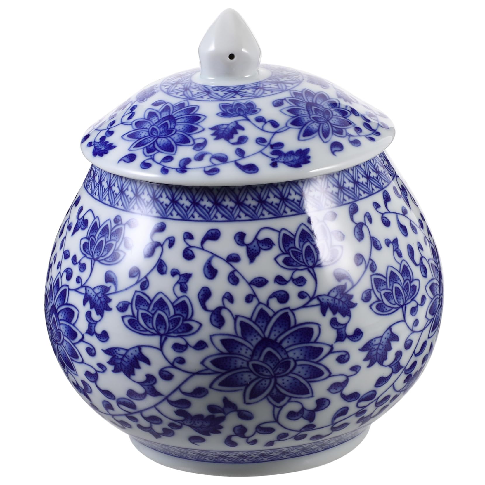 Recipiente para té en porcelana azul y blanca decorativo de cocina