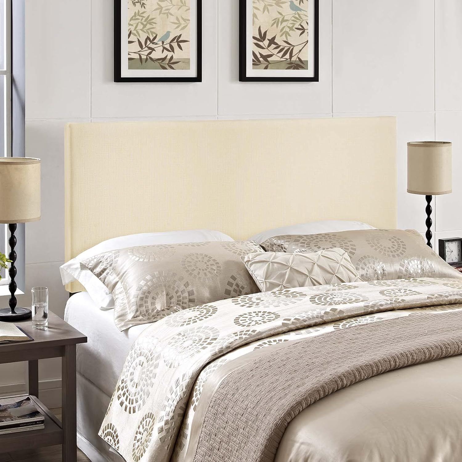 Modway Region Linen Fabric Upholstered Queen Headboard in Ivory