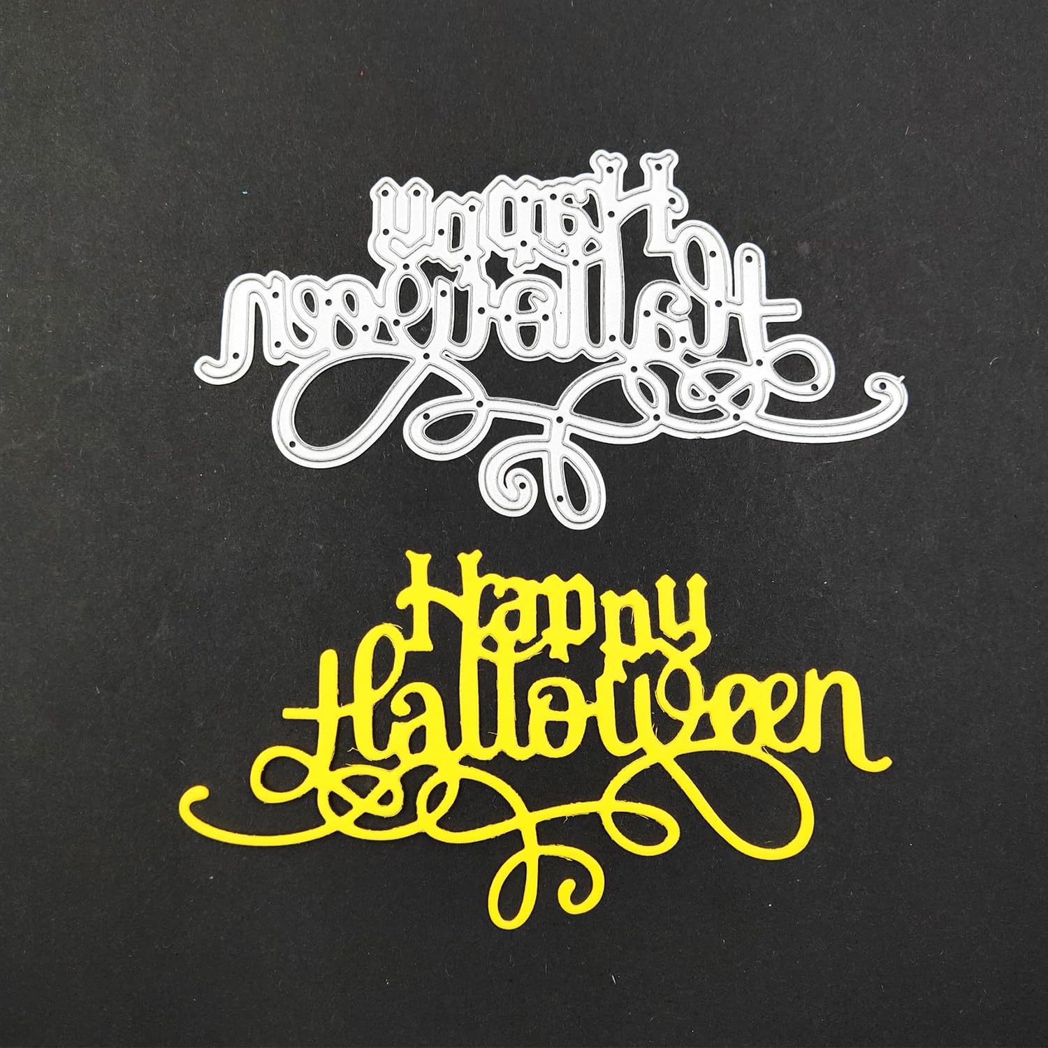 Happy Halloween Words Die Cuts for Card Making, Background Letters Cutting Dies DIY Album Scrapbooking Decor Paper Craft Metal Die Cuts Party Halloween Decorations