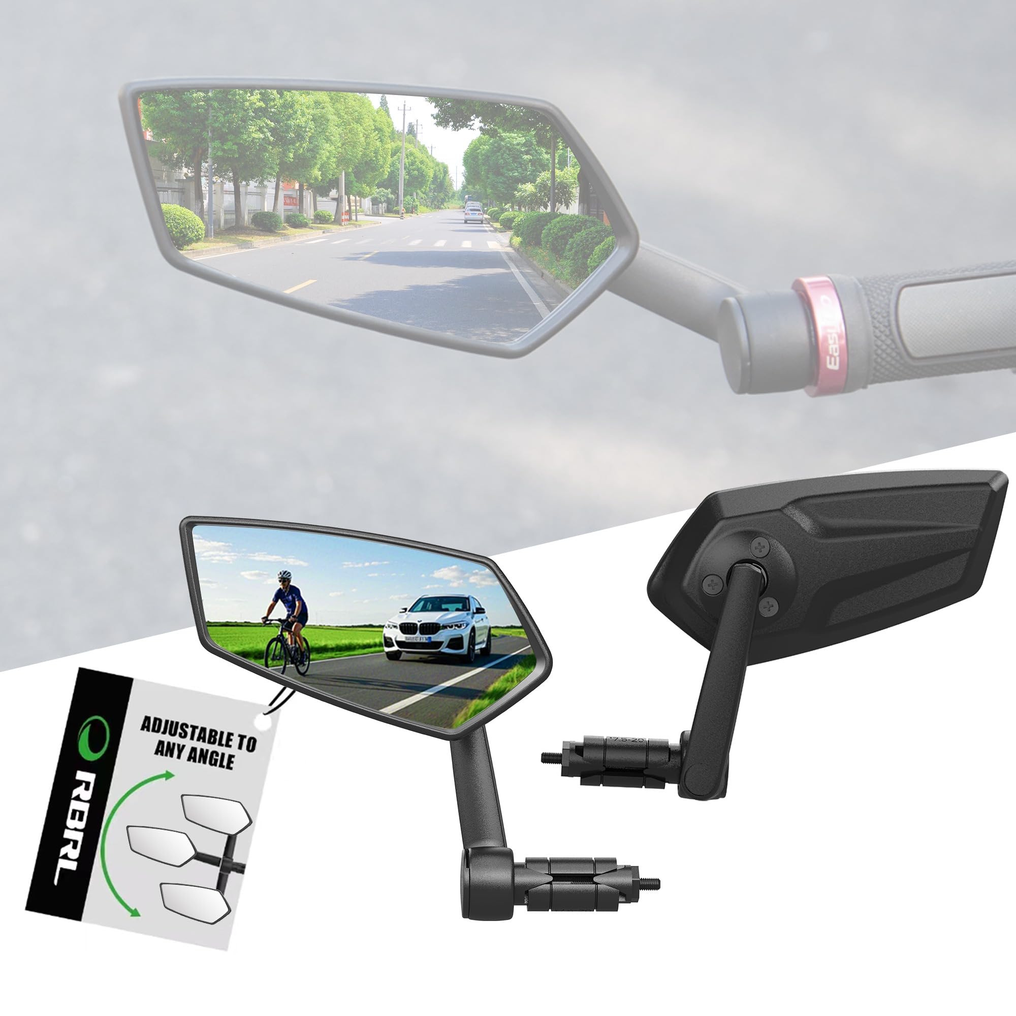 RBRL HD Wide Angle Bike Mirror 360° Rotatable -Anti-Shake Bicycle Mirror, Bike Mirrors Fit For MTB/E-bike（A Set）