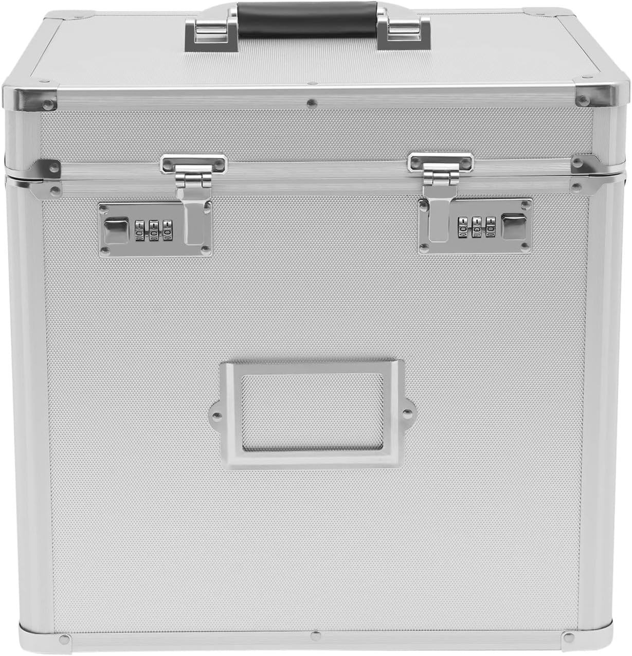 File Organizer Box, L13.8*D10*H13.4in Locking Document Storage Cabinet File Folder with Combination Locks & Handle, Portable Metal Filing Storage Box for Office Travel, Silver