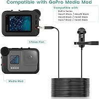 Vista 2 de weishan Media Mod Mic for GoPro HERO11 10 9 Black Action Camera, Lavalier Lapel Videomic Clip-on Microphone Compatible with GoPro Pro 3.5mm Mic